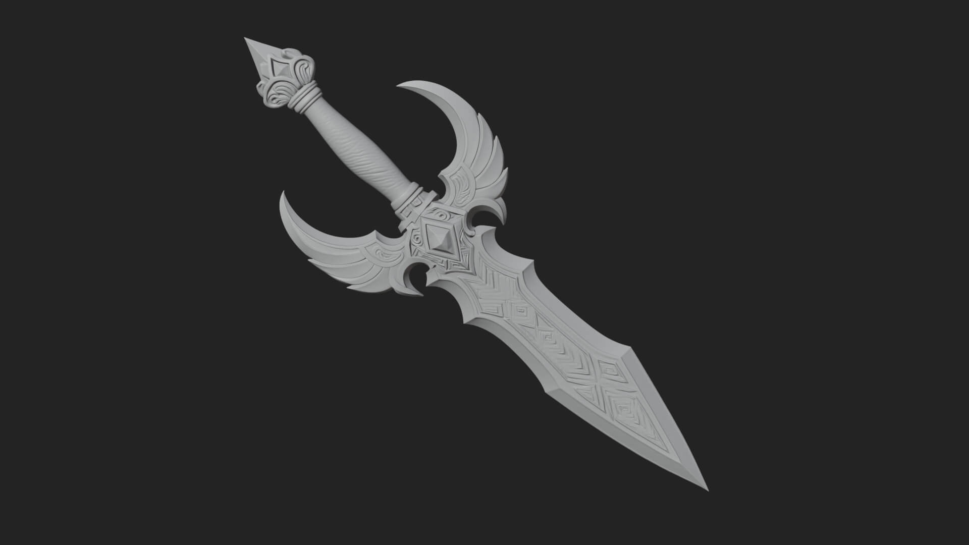 Horned Guard Gem Sword Model Design 1 3D Print Model 3D Model