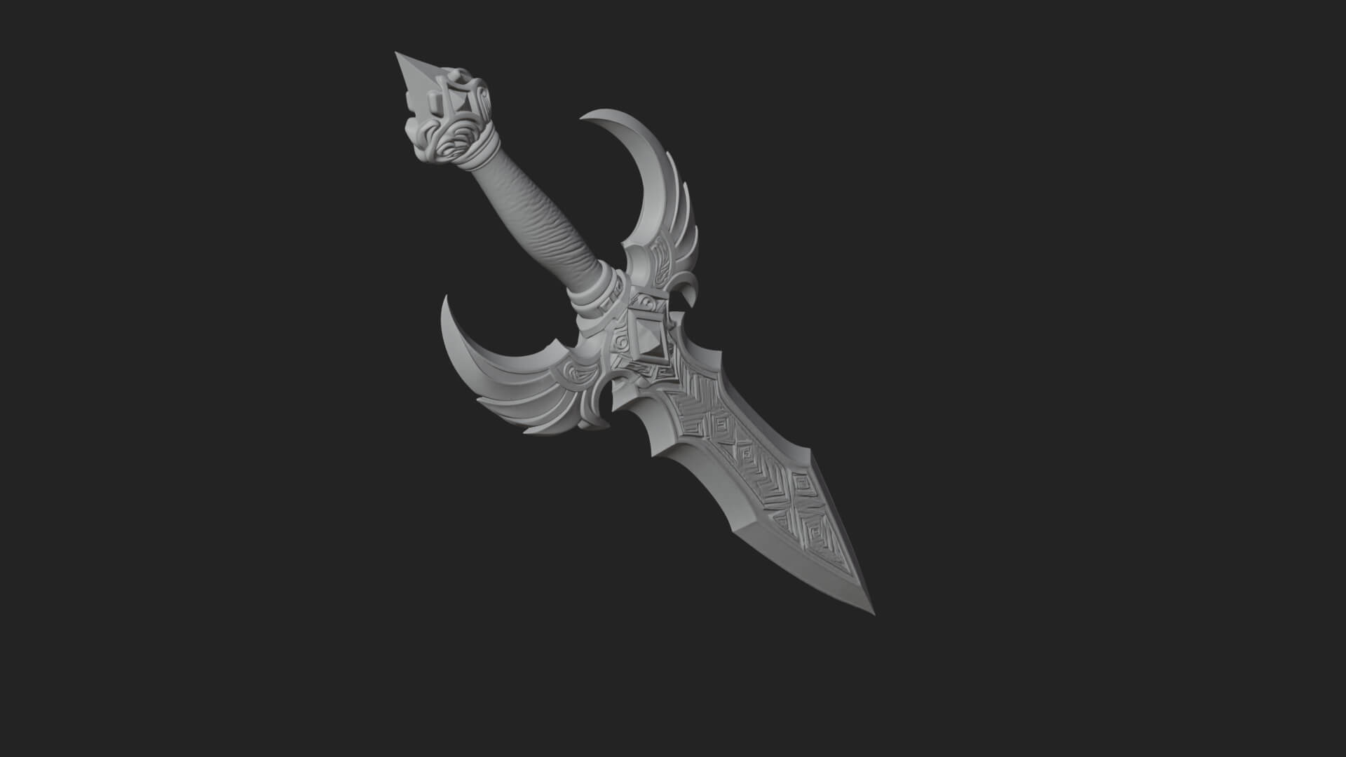 Horned Guard Gem Sword Model Design 1 3D Print Model 3D Model