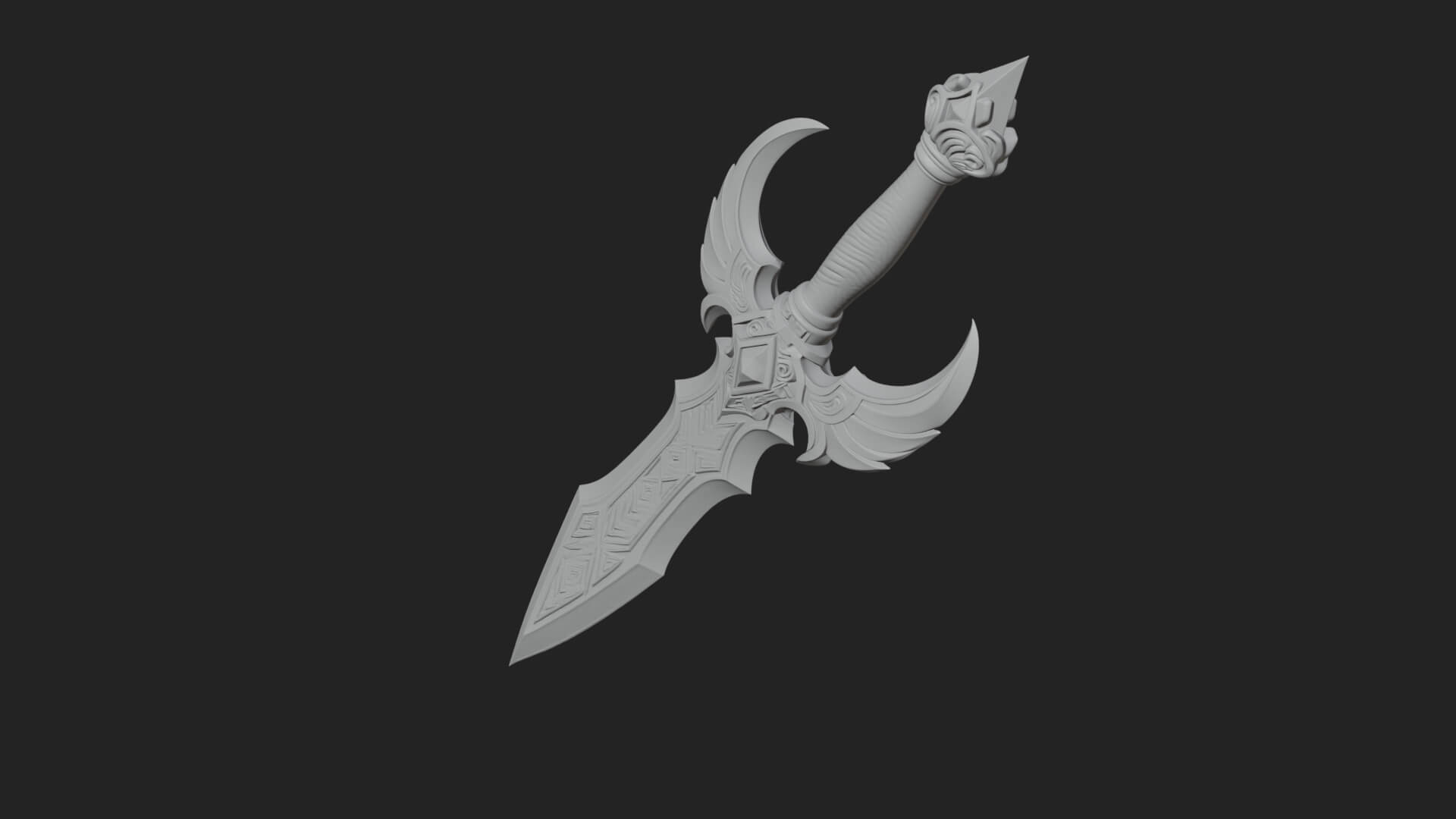 Horned Guard Gem Sword Model Design 1 3D Print Model 3D Model