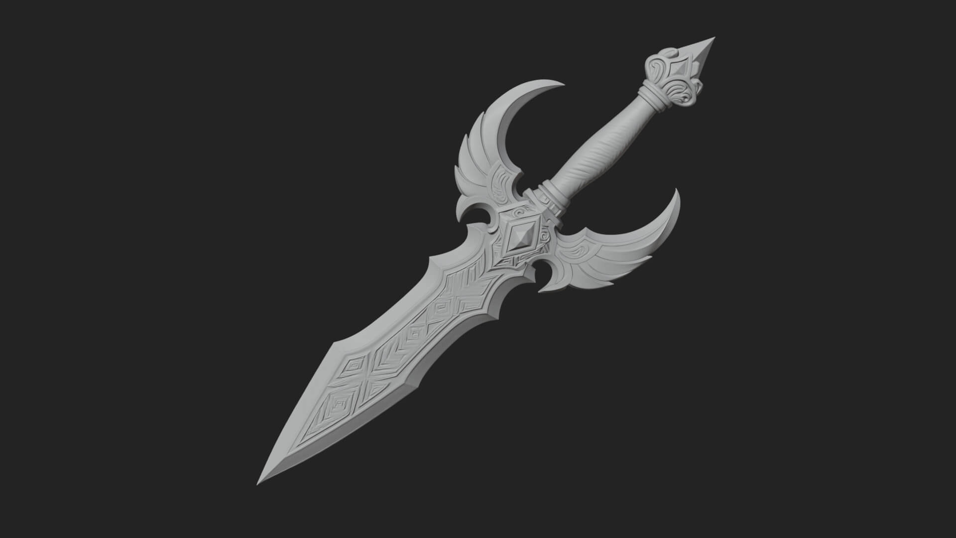 Horned Guard Gem Sword Model Design 1 3D Print Model 3D Model