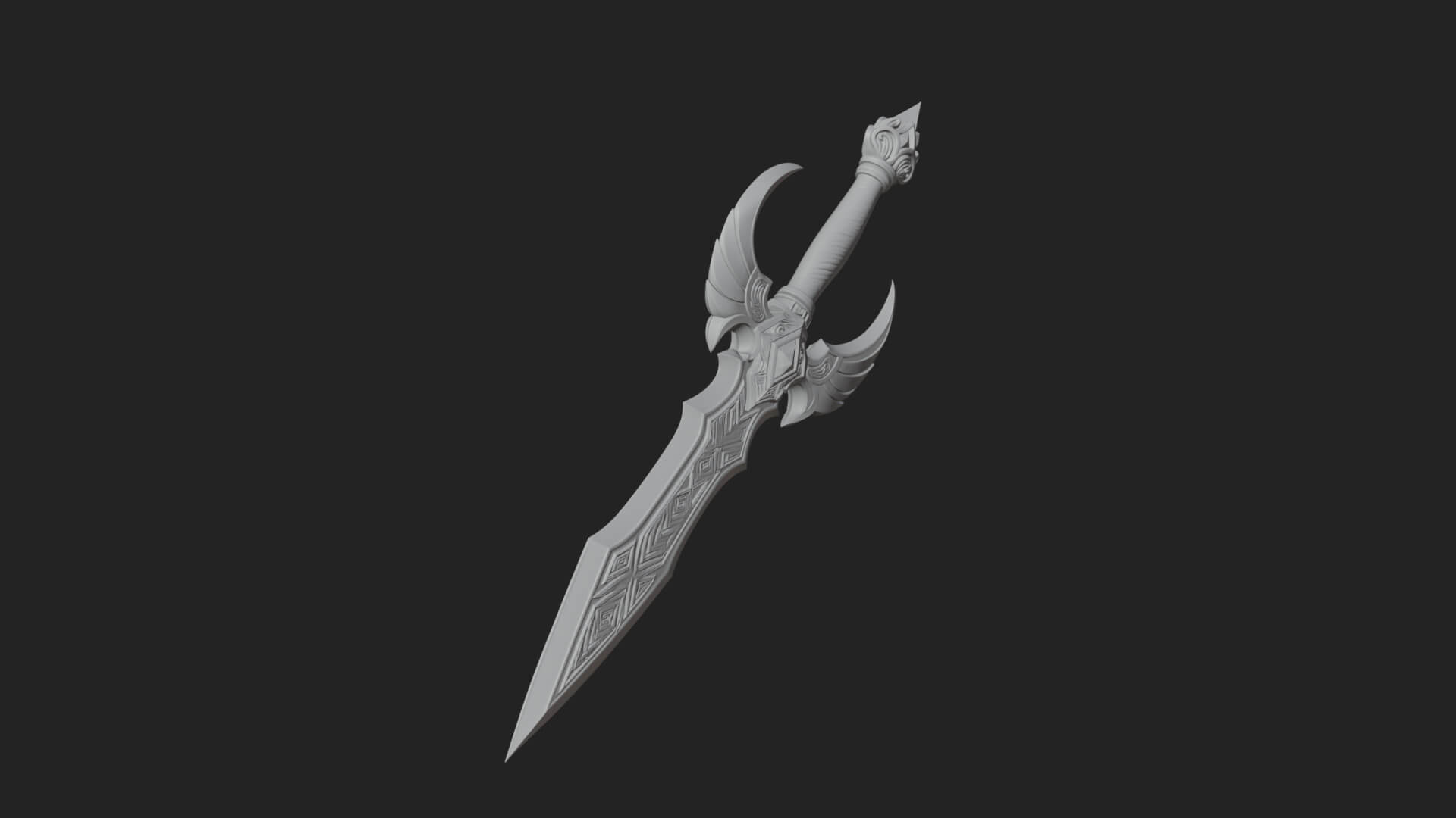 Horned Guard Gem Sword Model Design 1 3D Print Model 3D Model