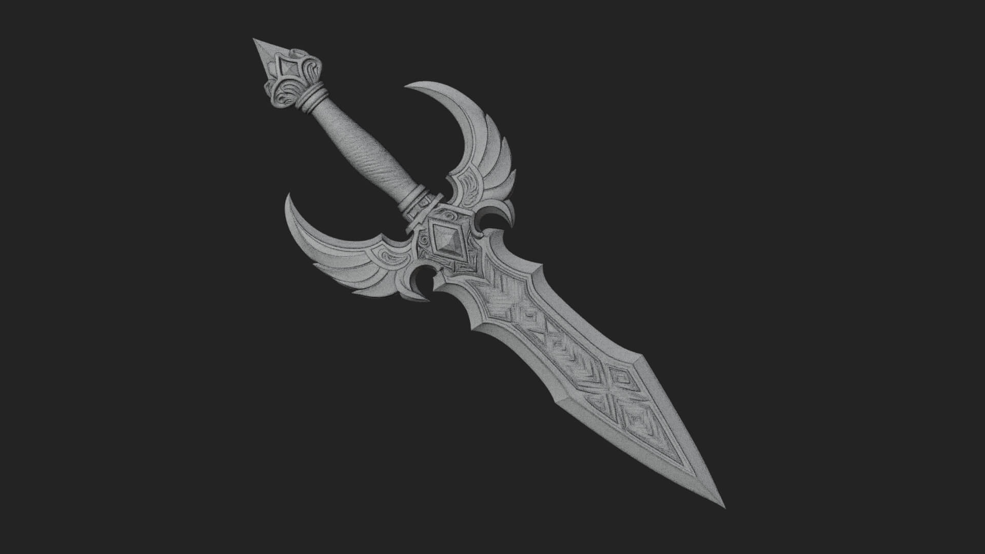 Horned Guard Gem Sword Model Design 1 3D Print Model 3D Model