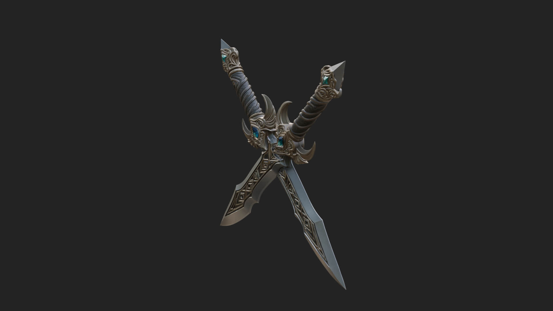 Horned Guard Gem Sword Model Design 2 3D Print Model 3D Model