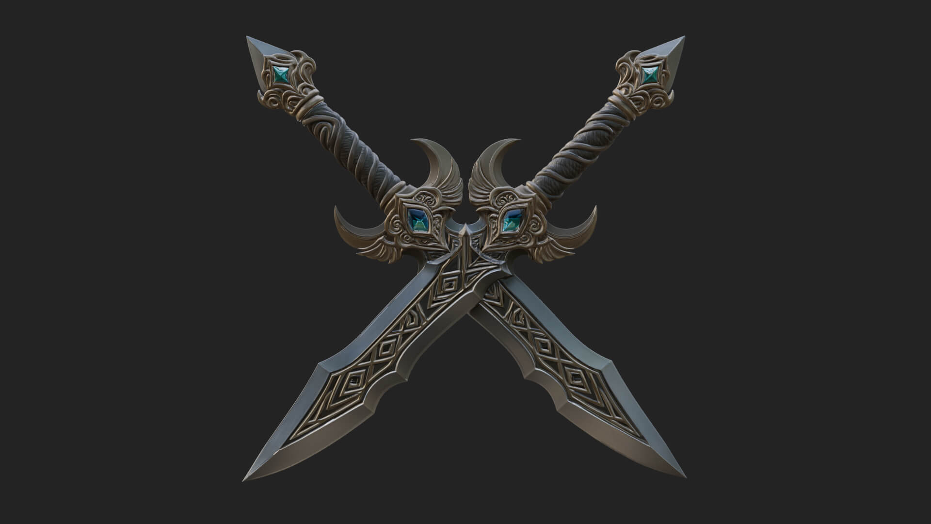 Horned Guard Gem Sword Model Design 2 3D Print Model 3D Model