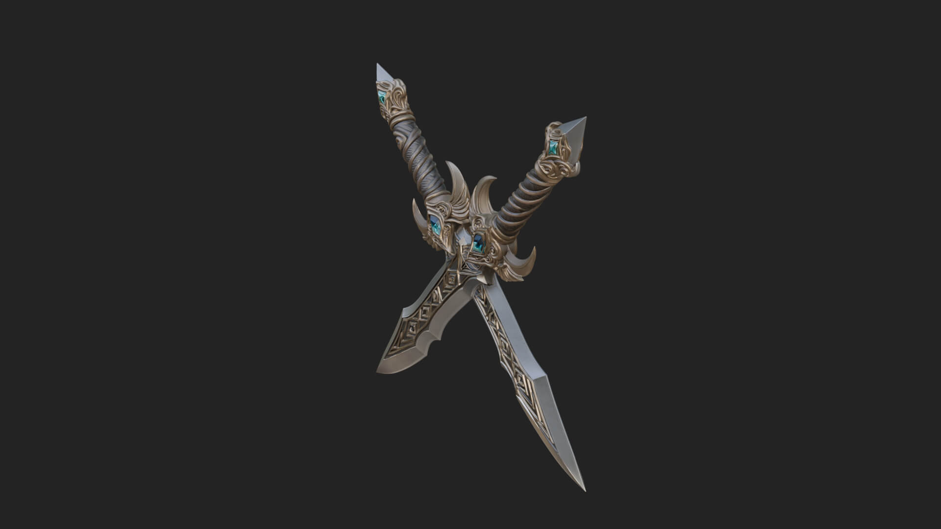 Horned Guard Gem Sword Model Design 2 3D Print Model 3D Model