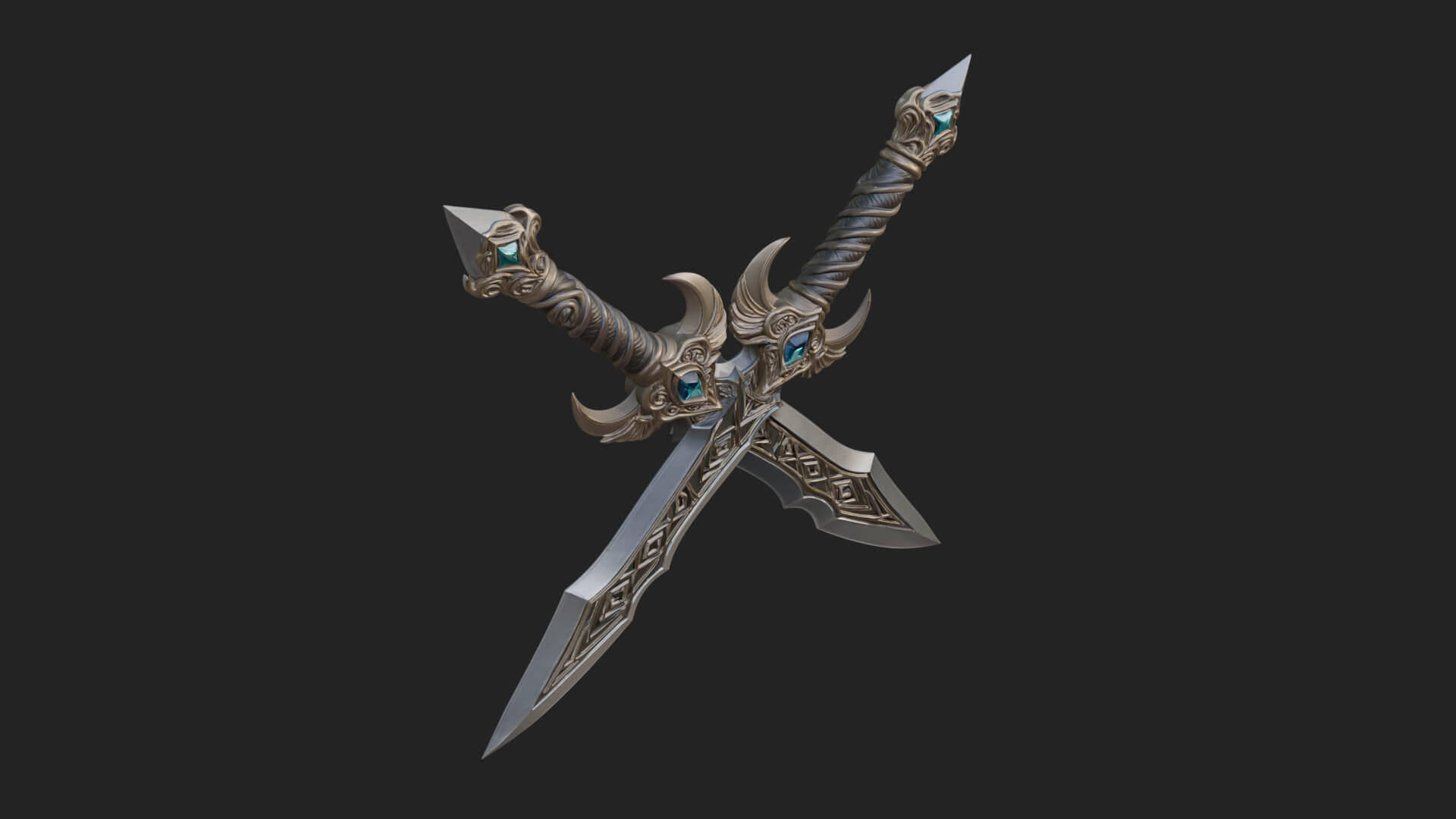 Horned Guard Gem Sword Model Design 2 3D Print Model 3D Model