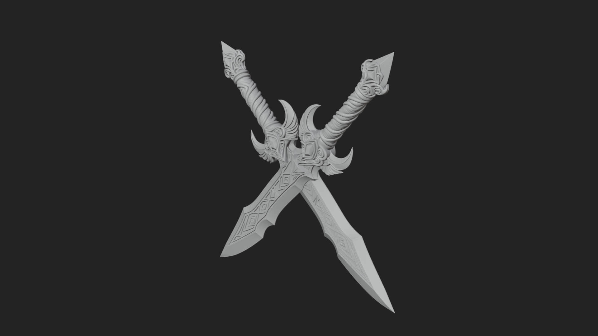 Horned Guard Gem Sword Model Design 2 3D Print Model 3D Model