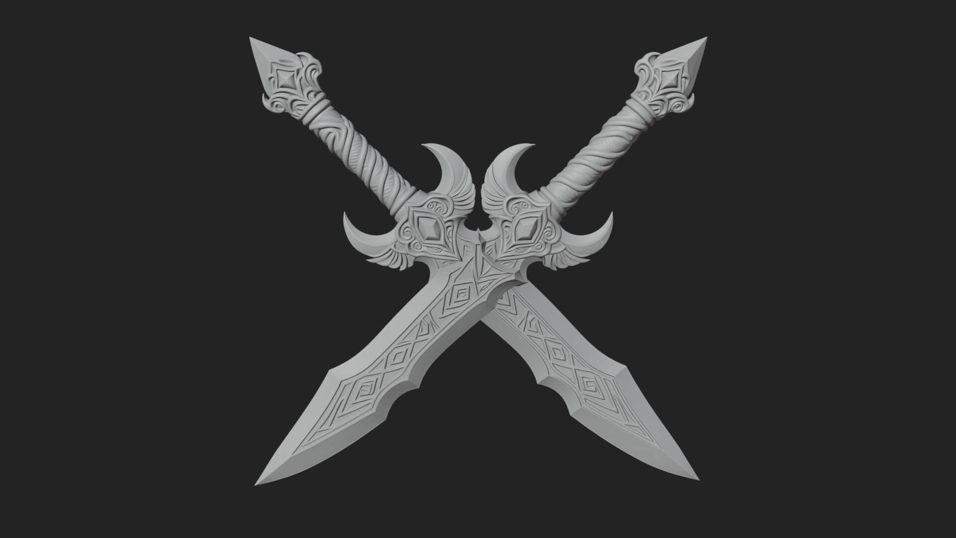 Horned Guard Gem Sword Model Design 2 3D Print Model 3D Model