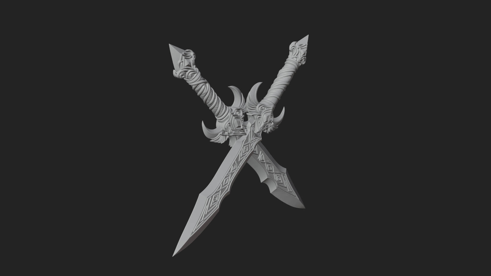 Horned Guard Gem Sword Model Design 2 3D Print Model 3D Model