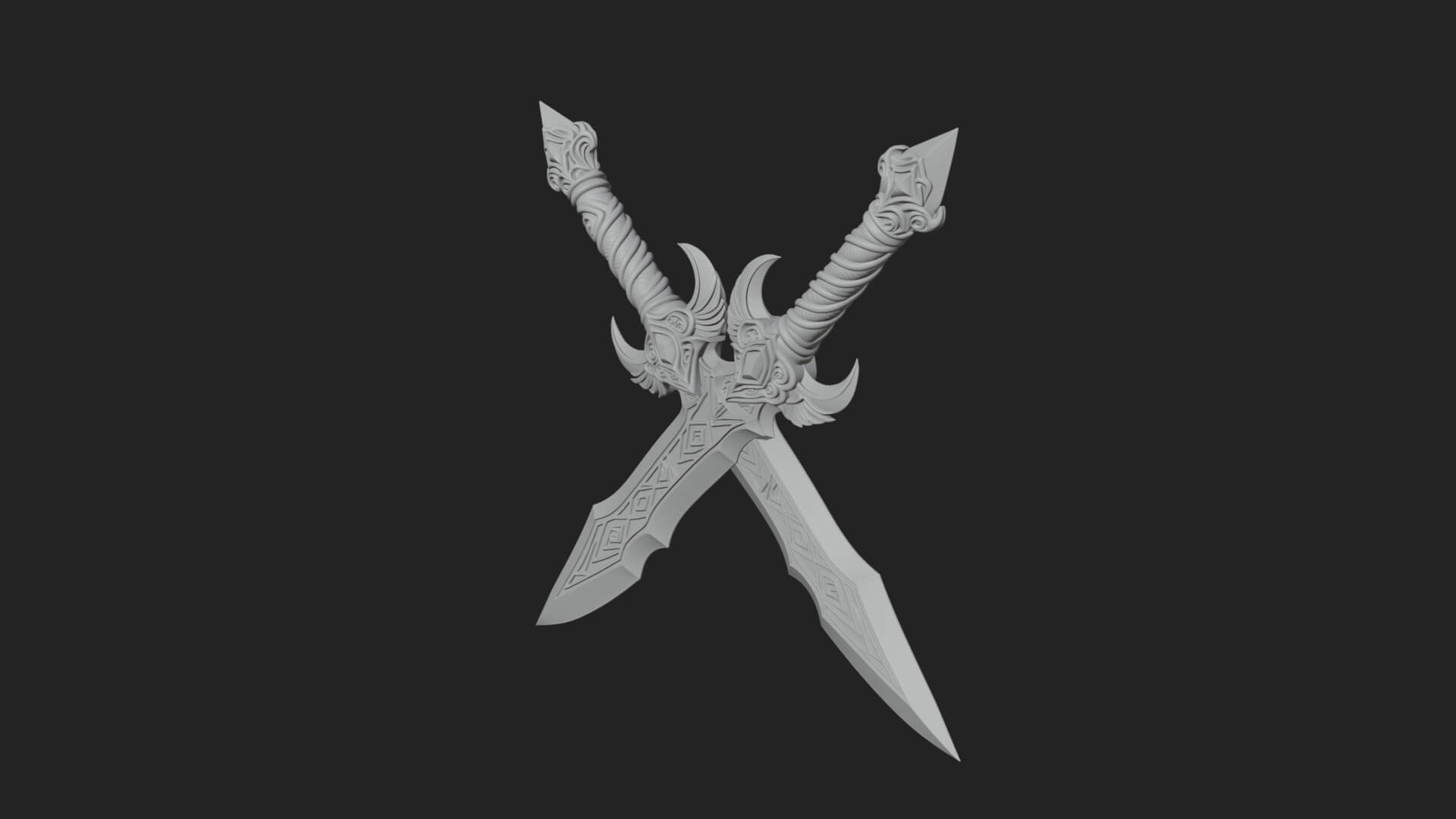 Horned Guard Gem Sword Model Design 2 3D Print Model 3D Model