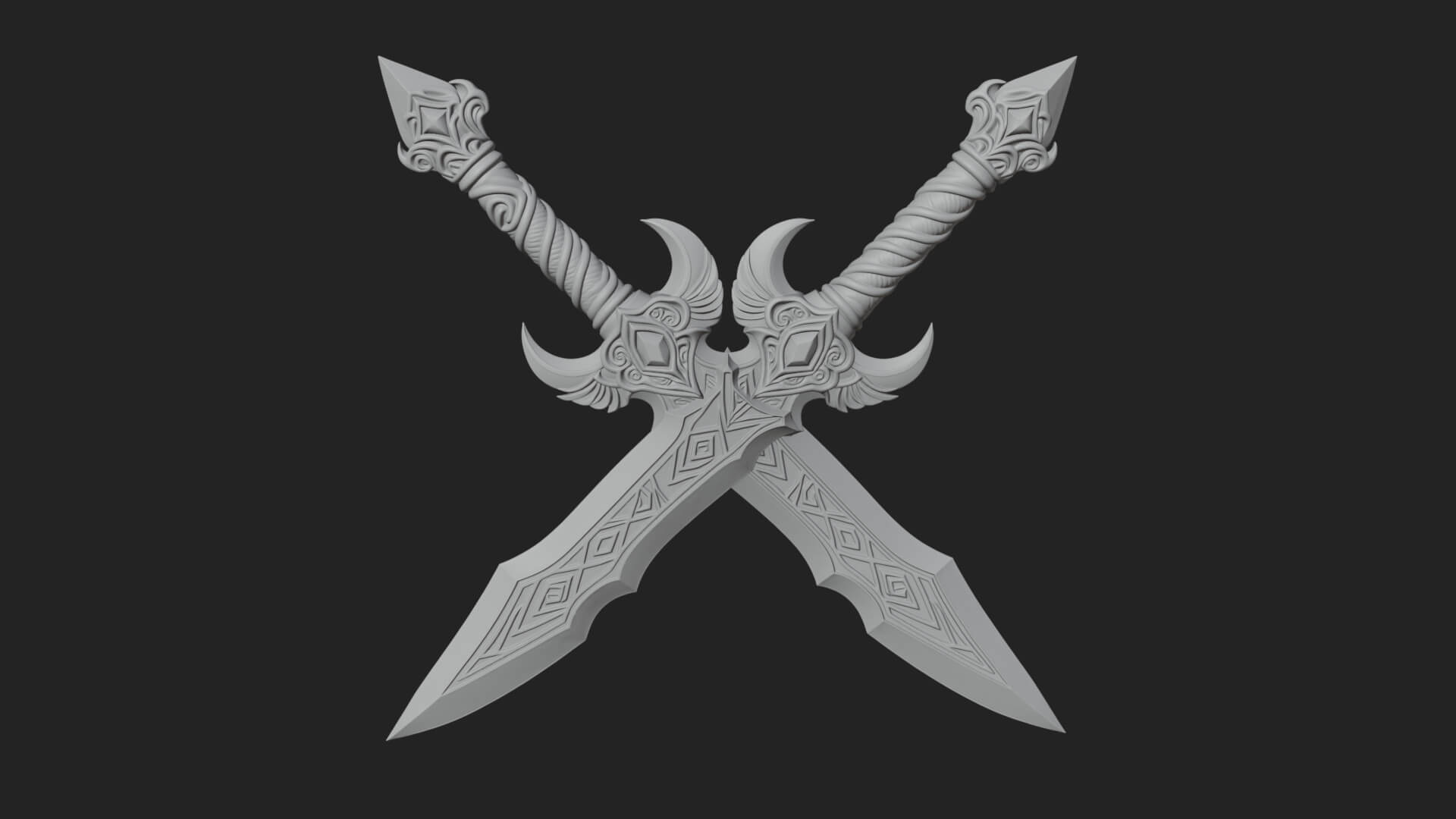 Horned Guard Gem Sword Model Design 2 3D Print Model 3D Model