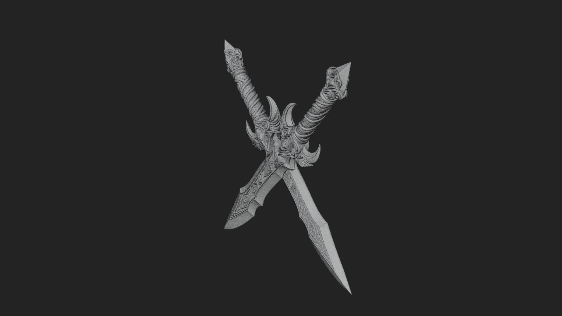 Horned Guard Gem Sword Model Design 2 3D Print Model 3D Model