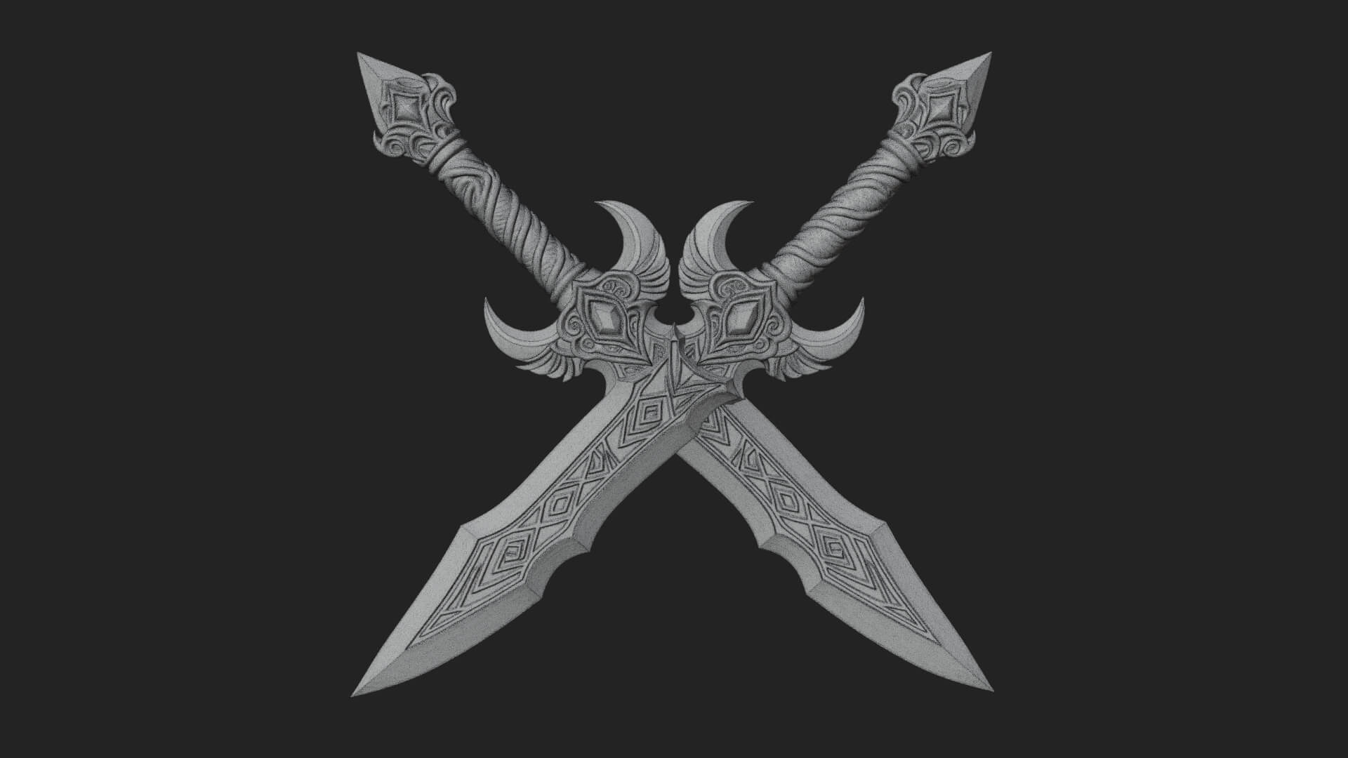 Horned Guard Gem Sword Model Design 2 3D Print Model 3D Model