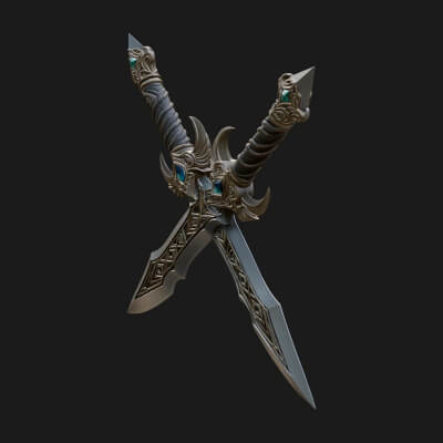 Horned Guard Gem Sword Model Design 2 3D Print Model