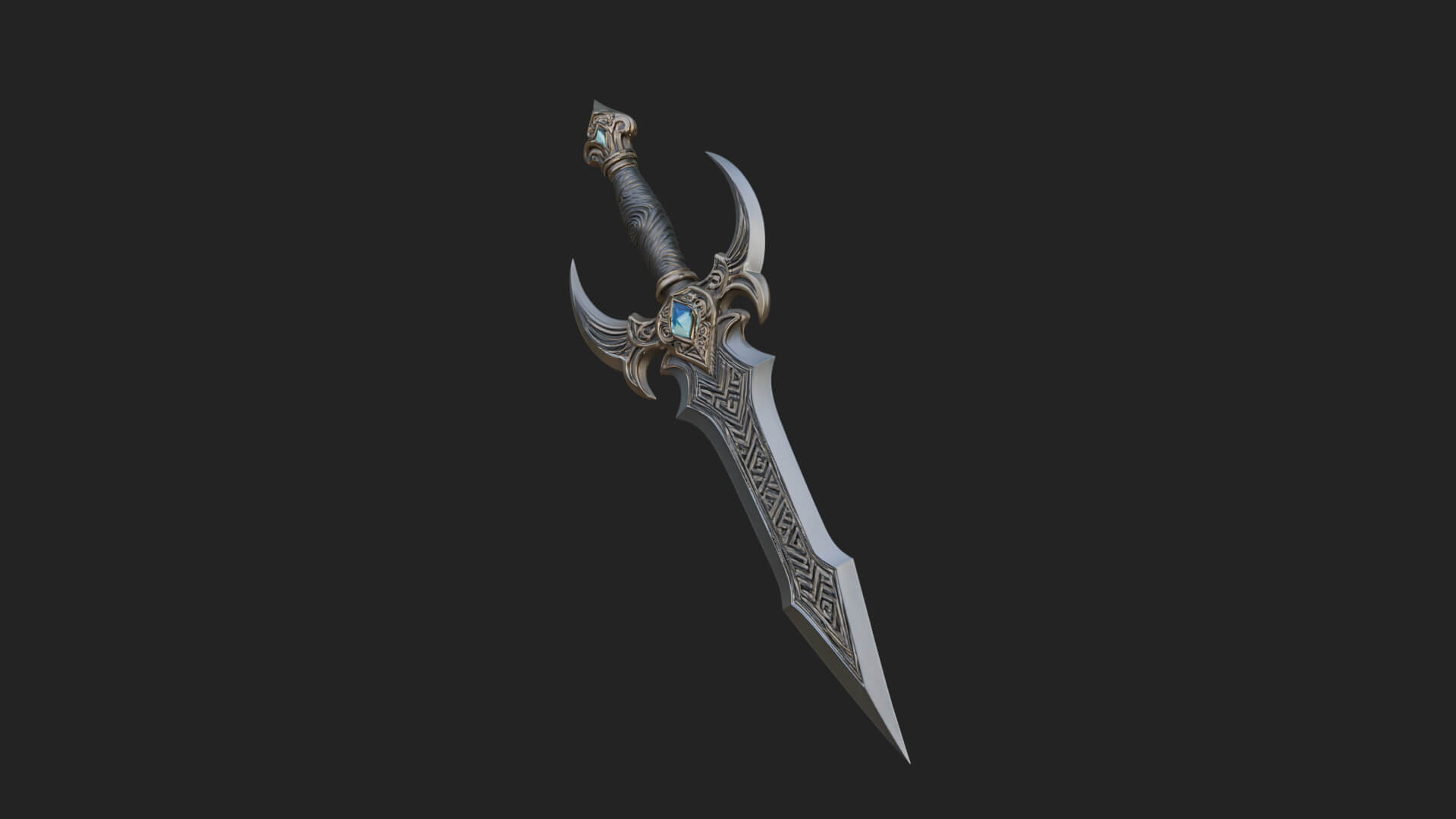 Horned Guard Gem Sword Model Design 3 3D Print Model 3D Model