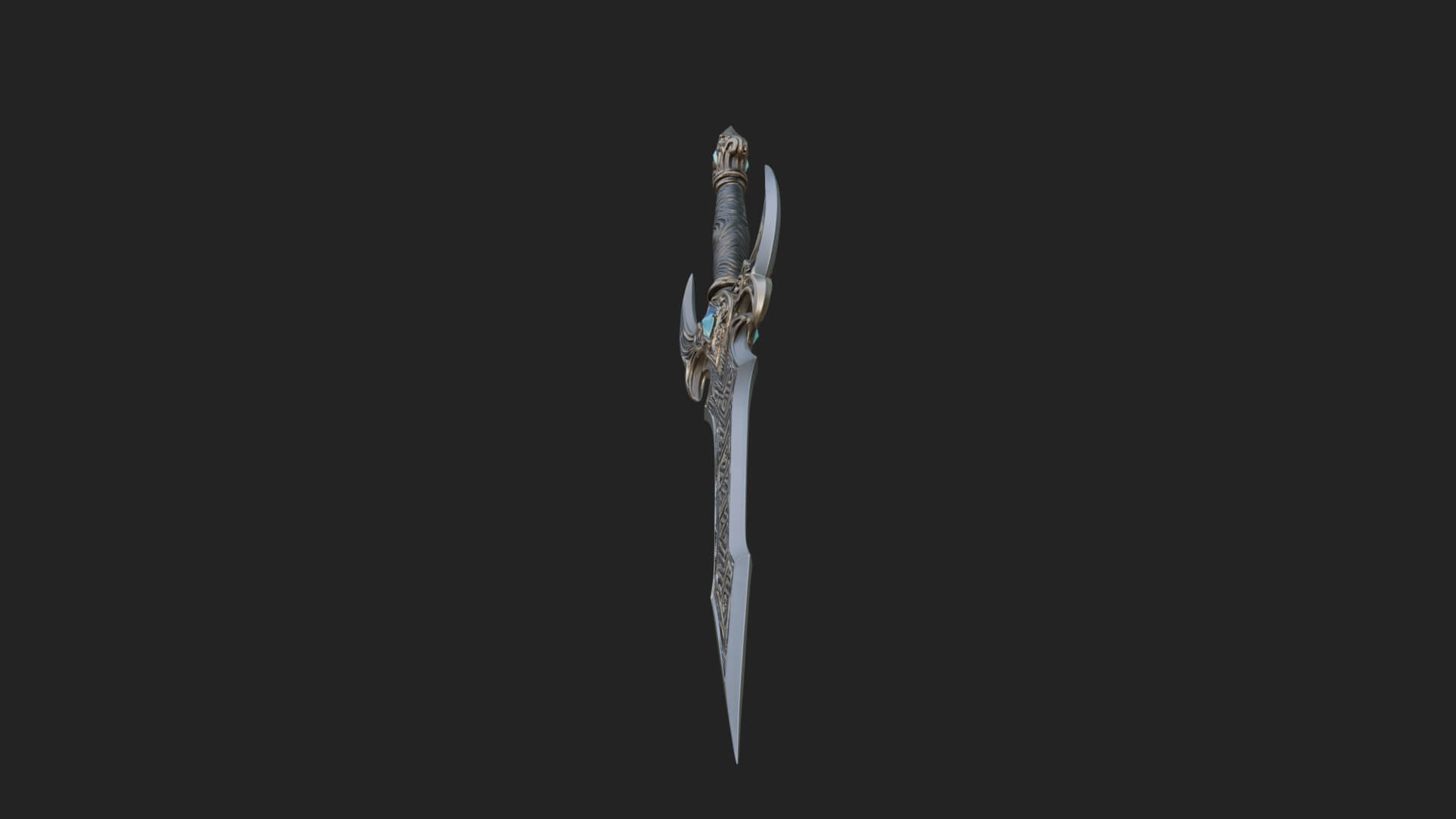 Horned Guard Gem Sword Model Design 3 3D Print Model 3D Model