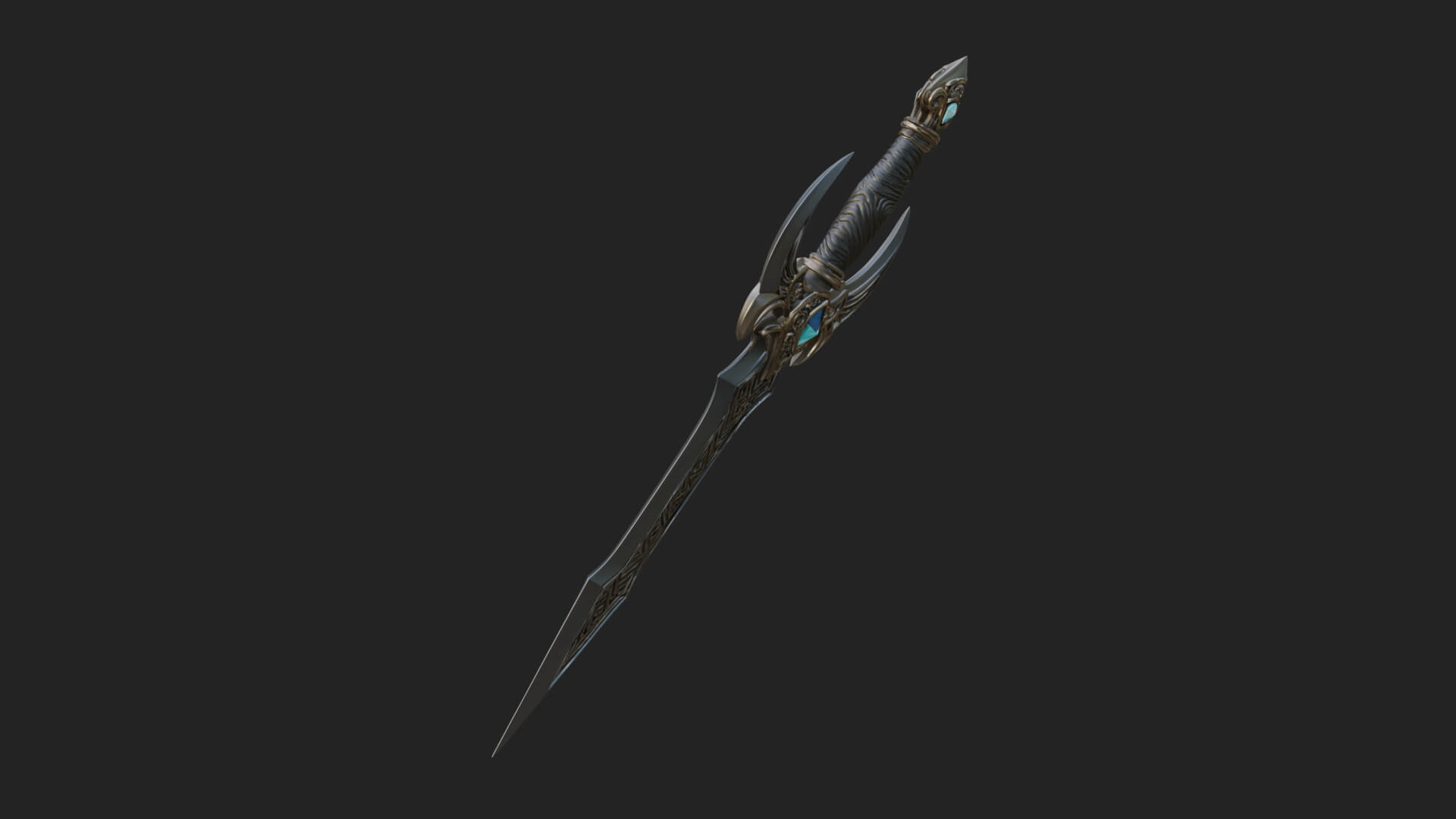 Horned Guard Gem Sword Model Design 3 3D Print Model 3D Model