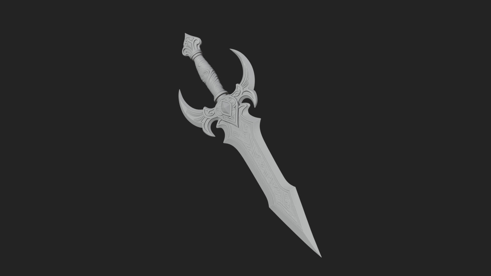 Horned Guard Gem Sword Model Design 3 3D Print Model 3D Model