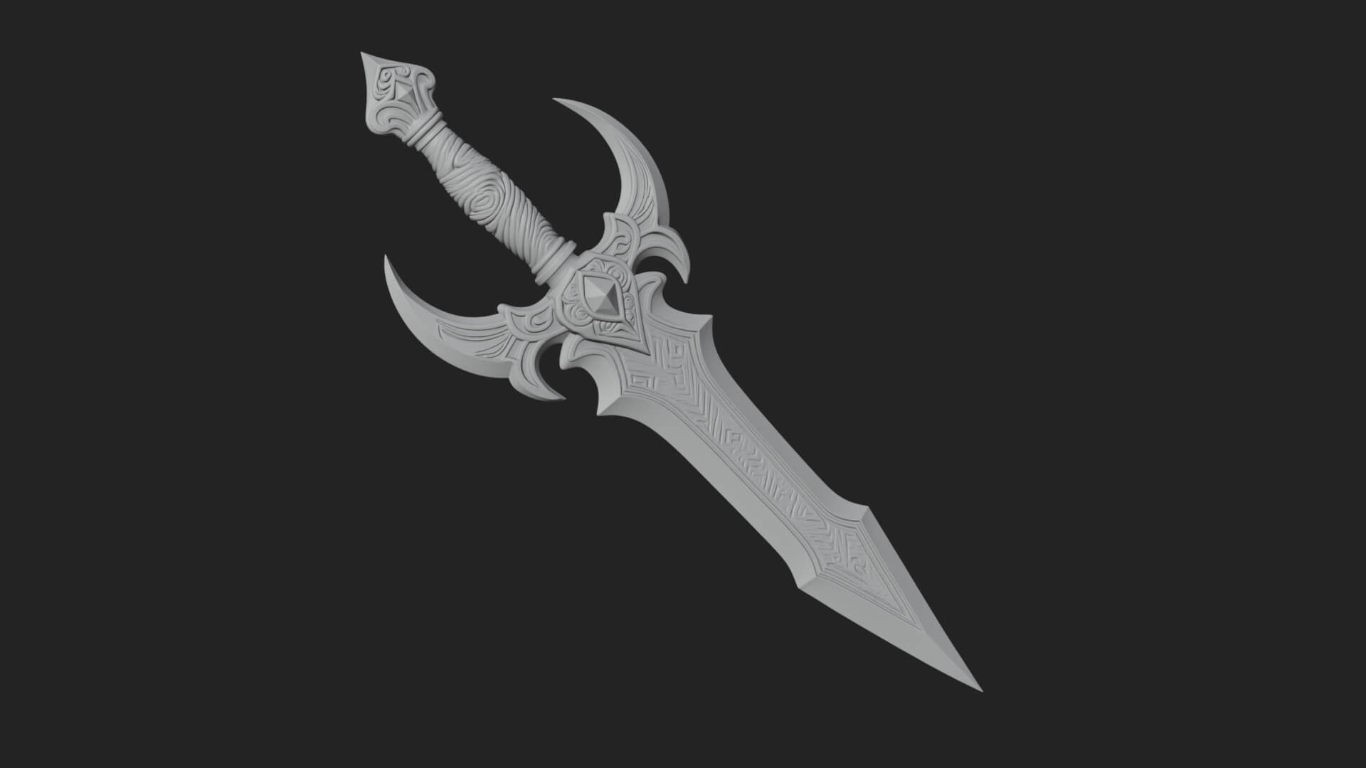 Horned Guard Gem Sword Model Design 3 3D Print Model 3D Model