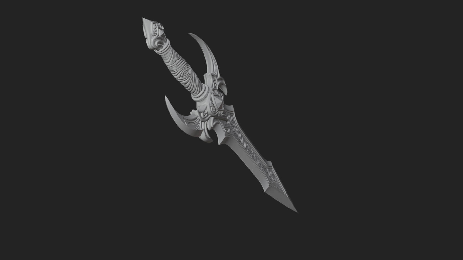 Horned Guard Gem Sword Model Design 3 3D Print Model 3D Model