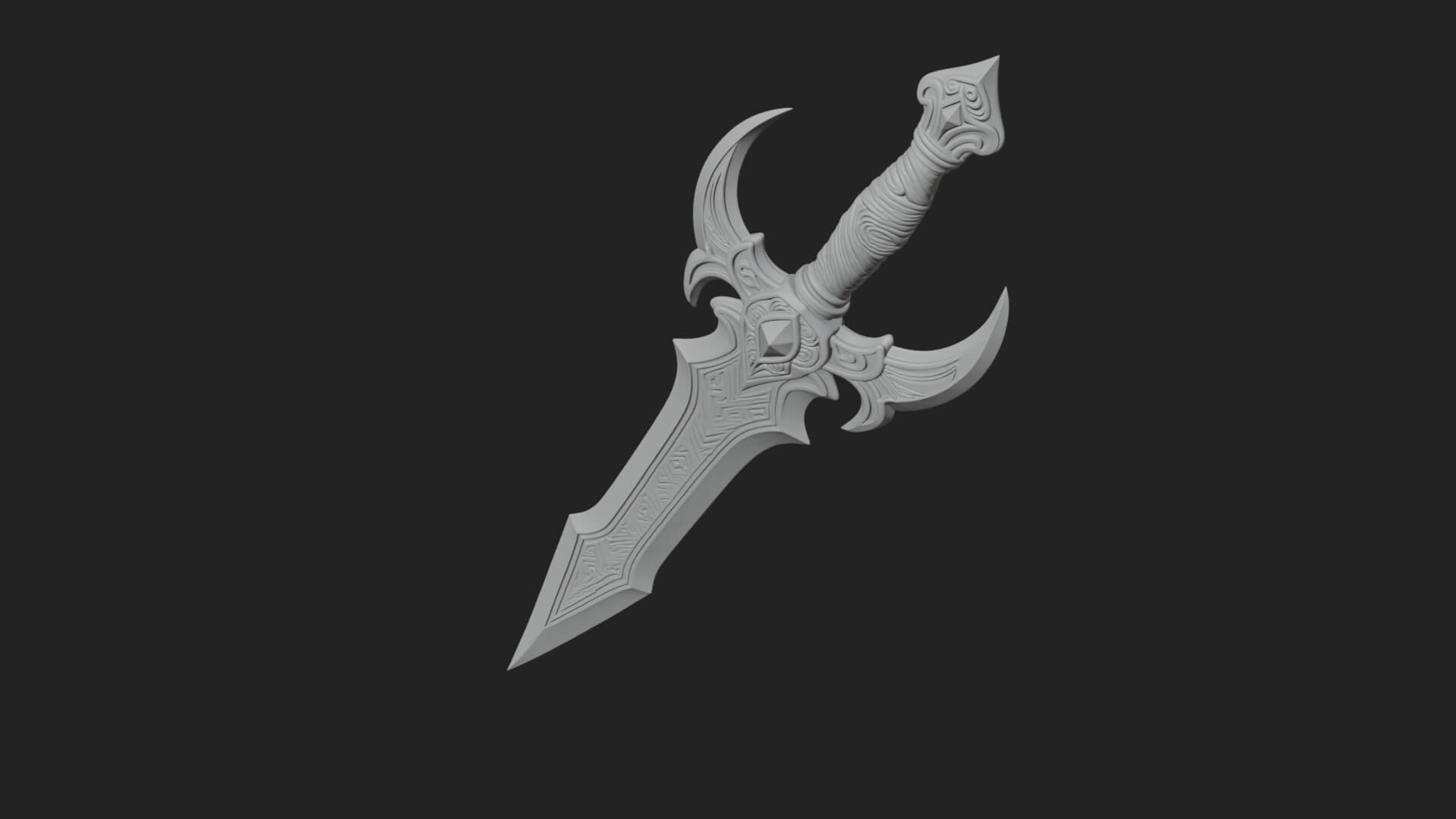 Horned Guard Gem Sword Model Design 3 3D Print Model 3D Model
