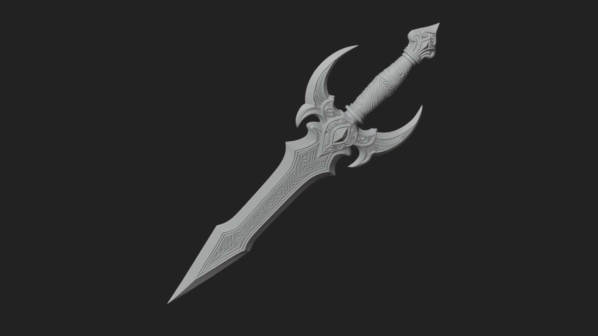 Horned Guard Gem Sword Model Design 3 3D Print Model 3D Model