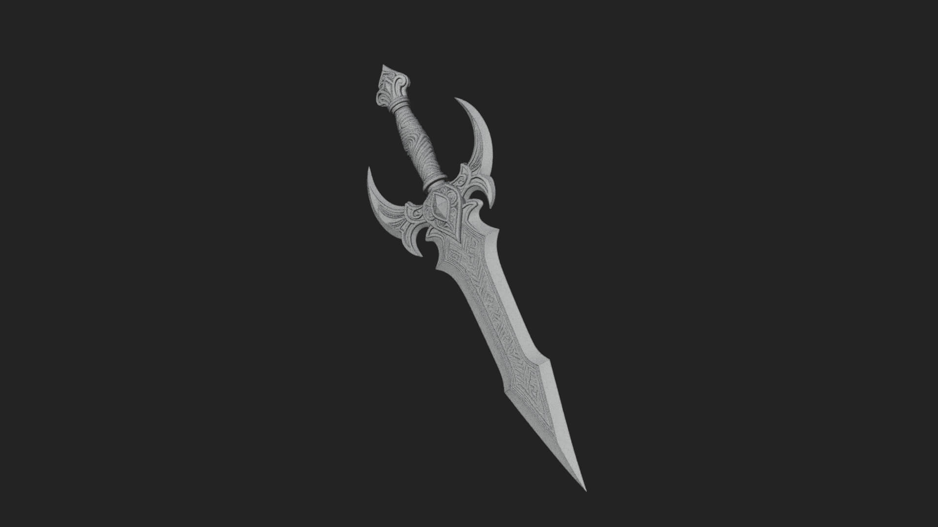 Horned Guard Gem Sword Model Design 3 3D Print Model 3D Model