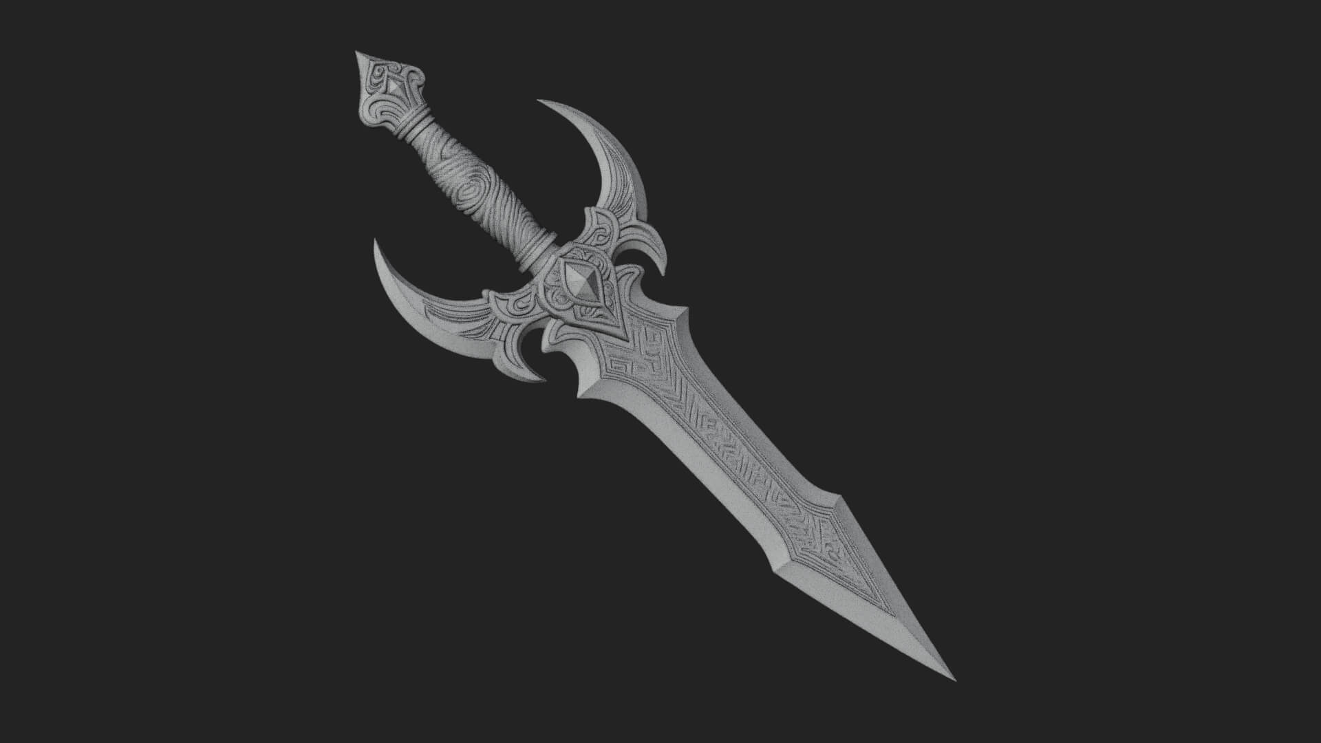 Horned Guard Gem Sword Model Design 3 3D Print Model 3D Model