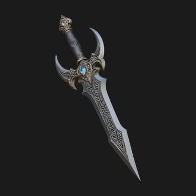 Horned Guard Gem Sword Model Design 3 3D Print Model