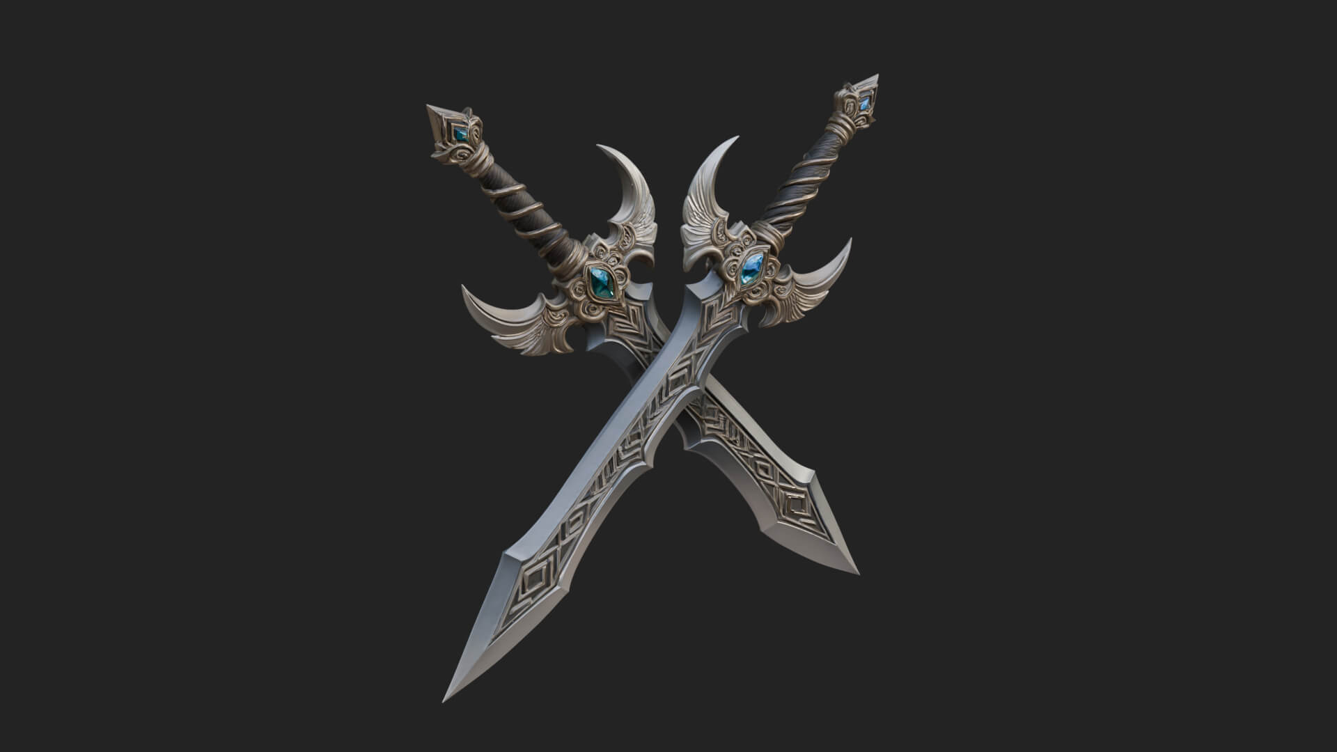 Horned Guard Gem Sword Model Design 4 3D Print Model 3D Model