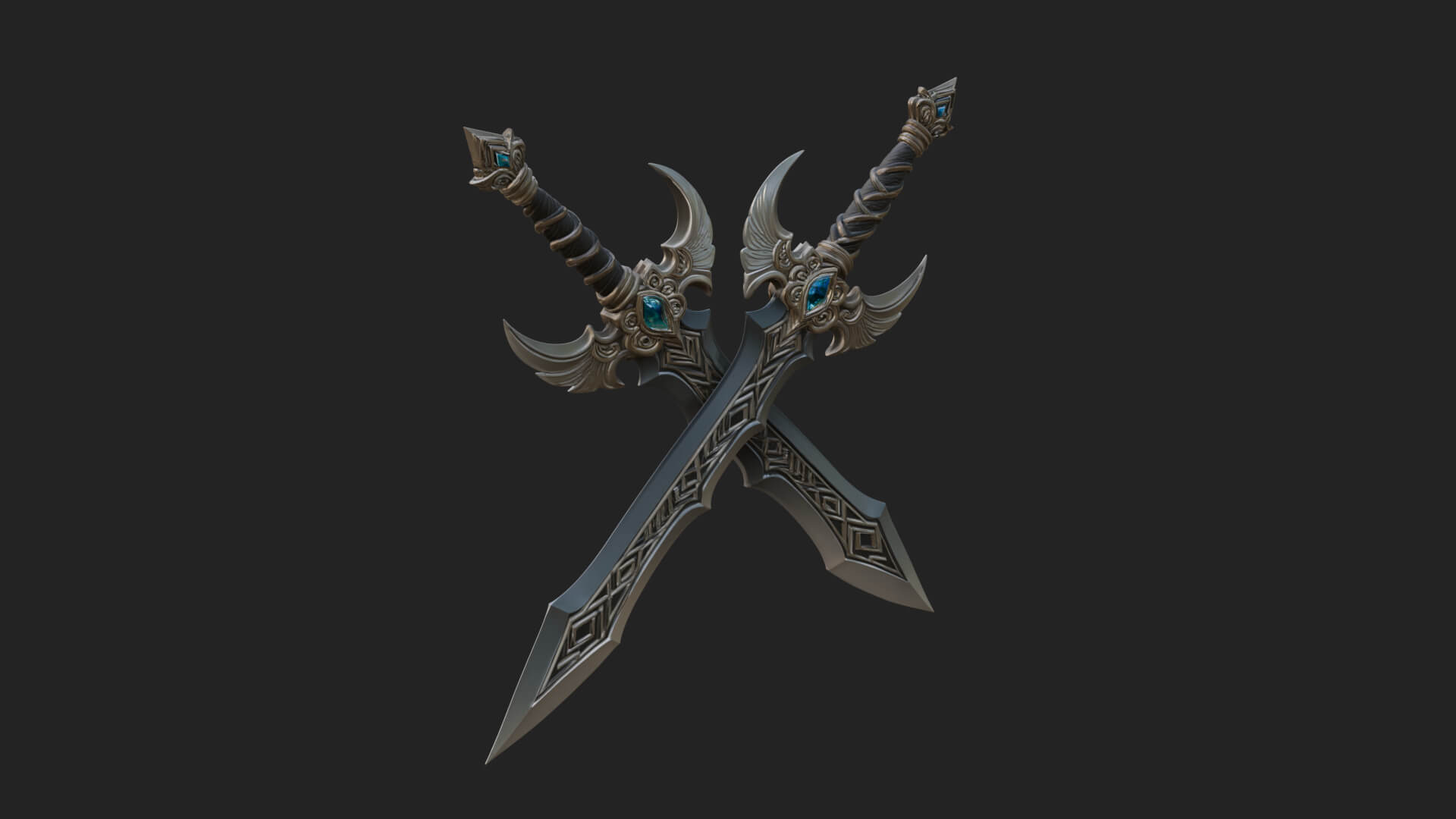 Horned Guard Gem Sword Model Design 4 3D Print Model 3D Model