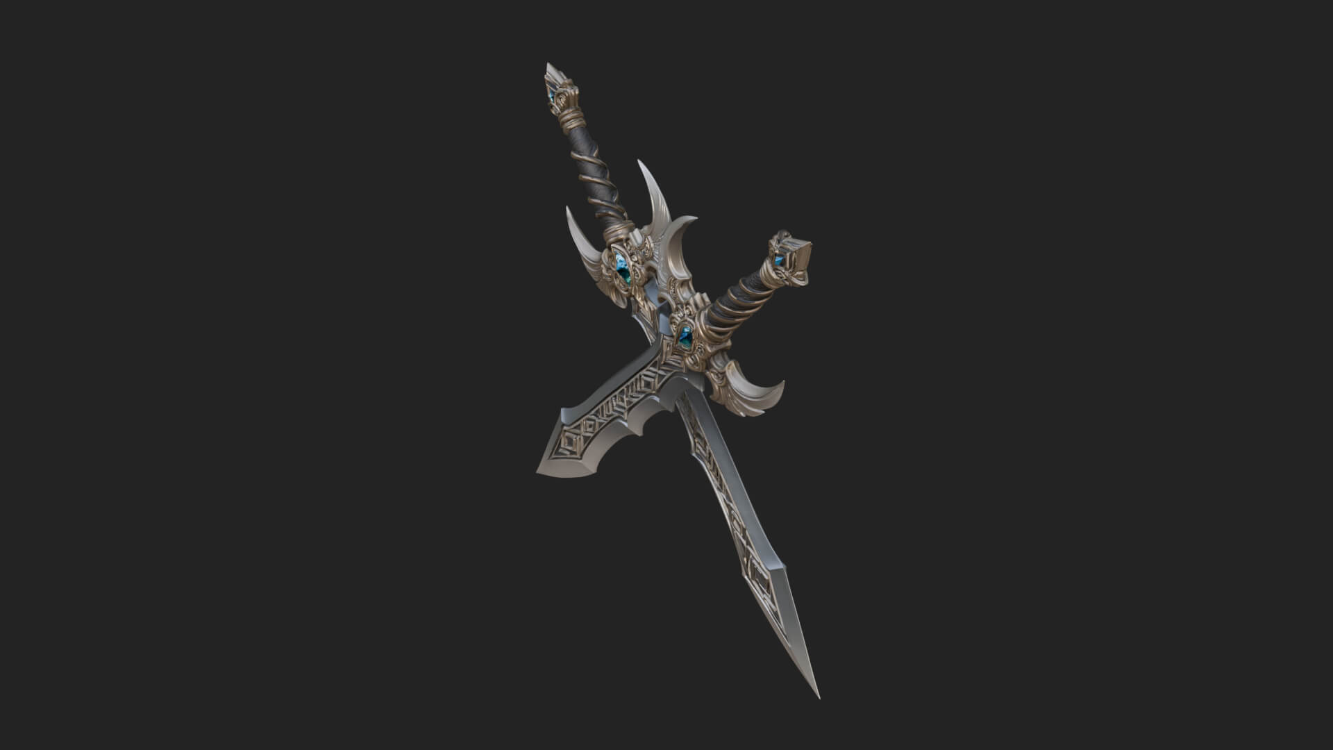 Horned Guard Gem Sword Model Design 4 3D Print Model 3D Model