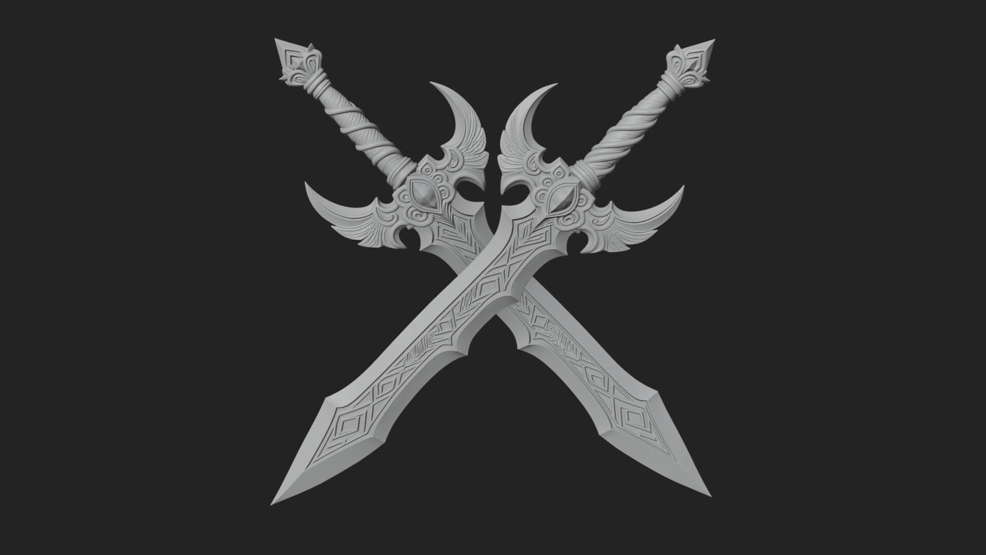 Horned Guard Gem Sword Model Design 4 3D Print Model 3D Model