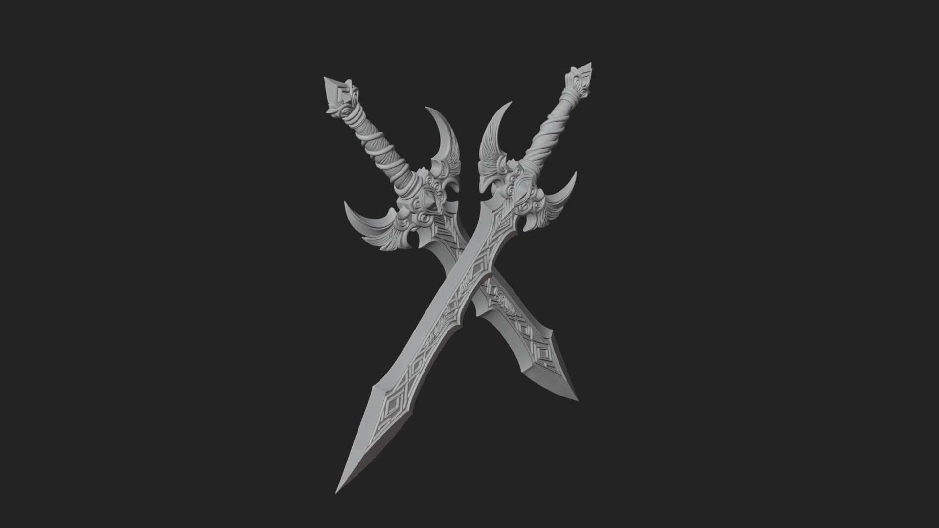 Horned Guard Gem Sword Model Design 4 3D Print Model 3D Model