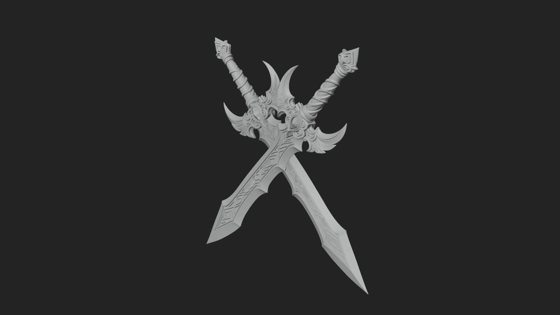 Horned Guard Gem Sword Model Design 4 3D Print Model 3D Model