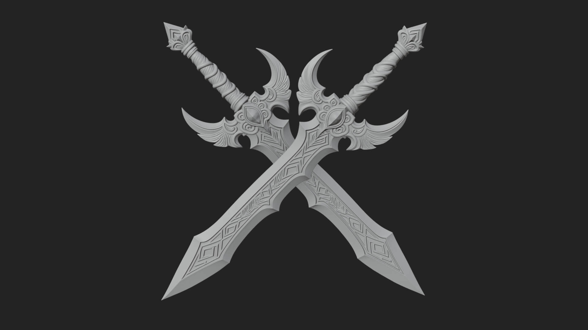 Horned Guard Gem Sword Model Design 4 3D Print Model 3D Model