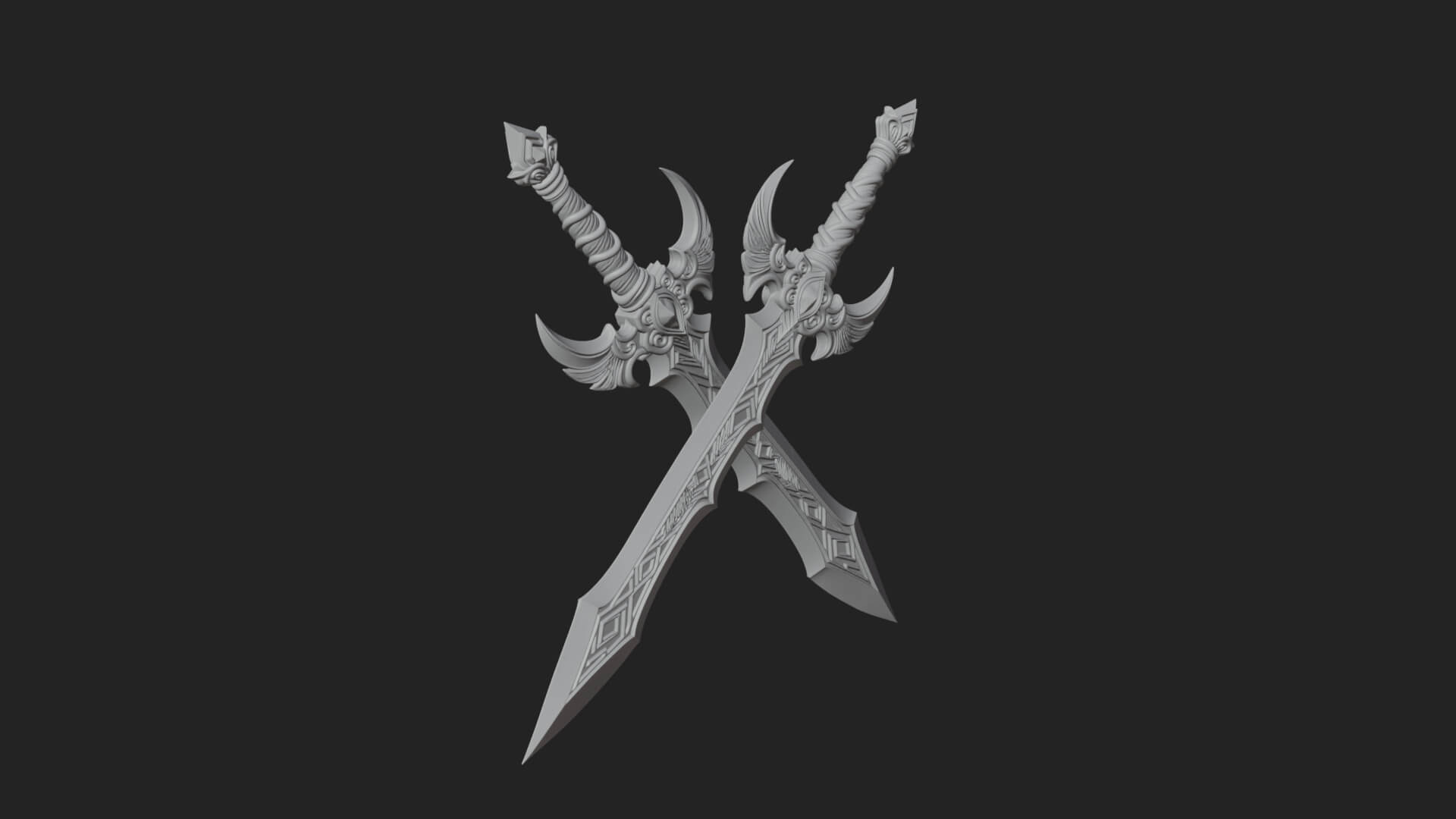Horned Guard Gem Sword Model Design 4 3D Print Model 3D Model