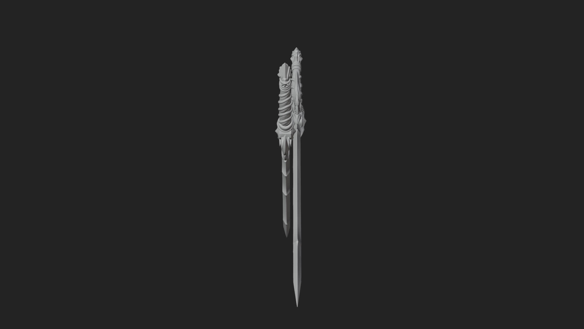 Horned Guard Gem Sword Model Design 4 3D Print Model 3D Model