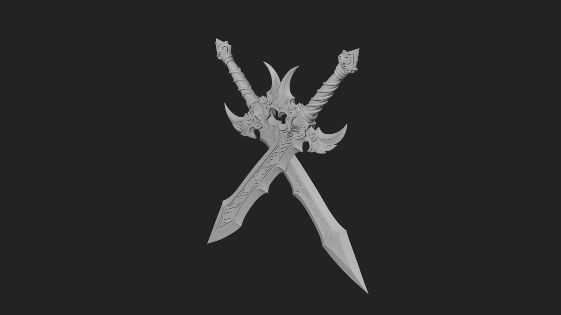 Horned Guard Gem Sword Model Design 4 3D Print Model 3D Model