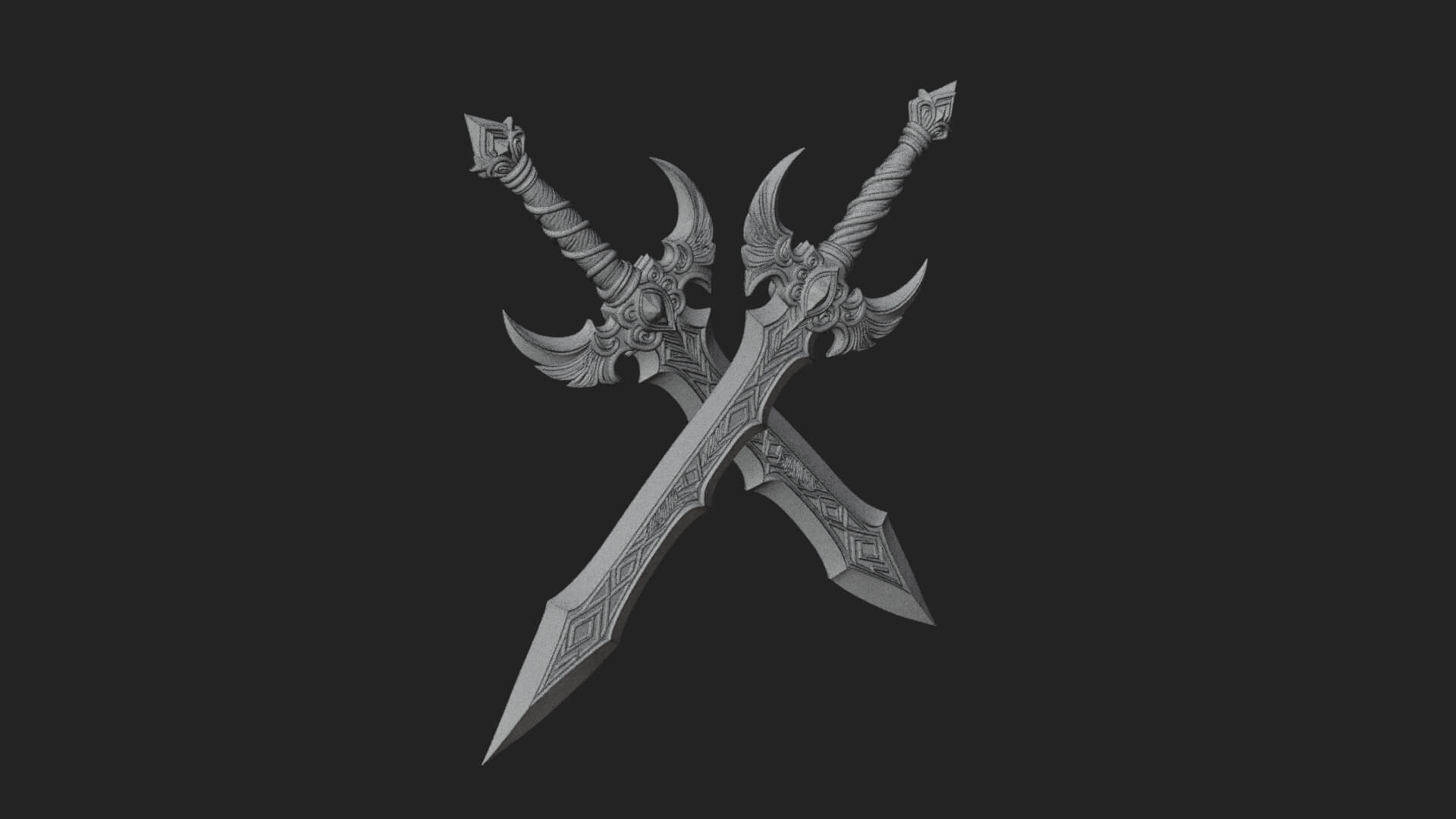 Horned Guard Gem Sword Model Design 4 3D Print Model 3D Model