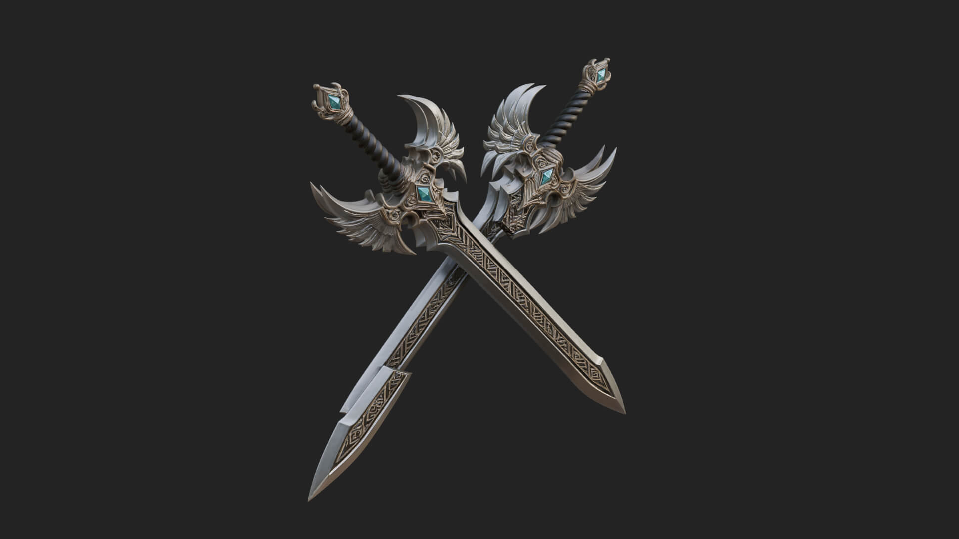 Horned Guard Gem Sword Model Design 5 3D Print Model 3D Model