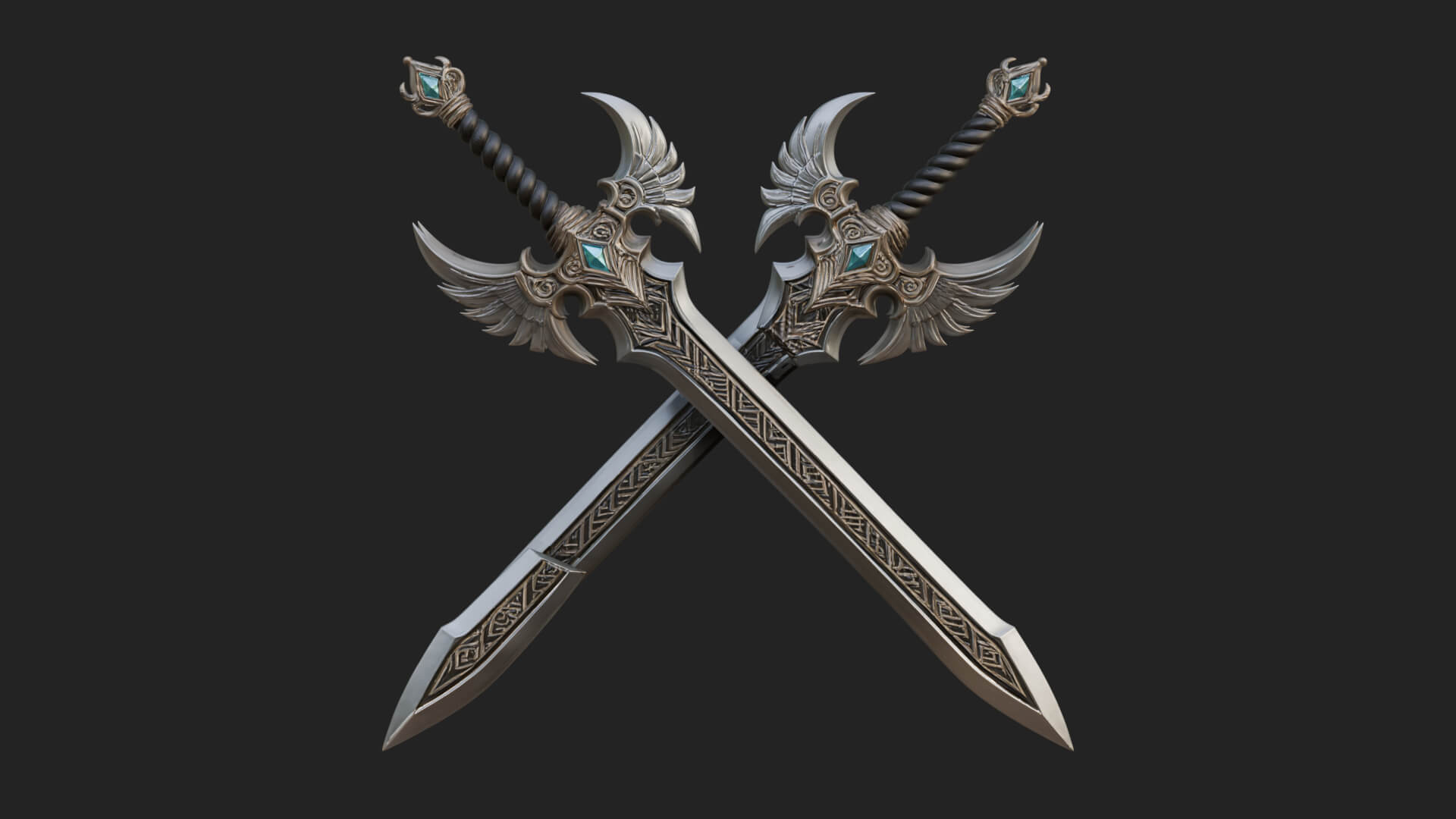 Horned Guard Gem Sword Model Design 5 3D Print Model 3D Model