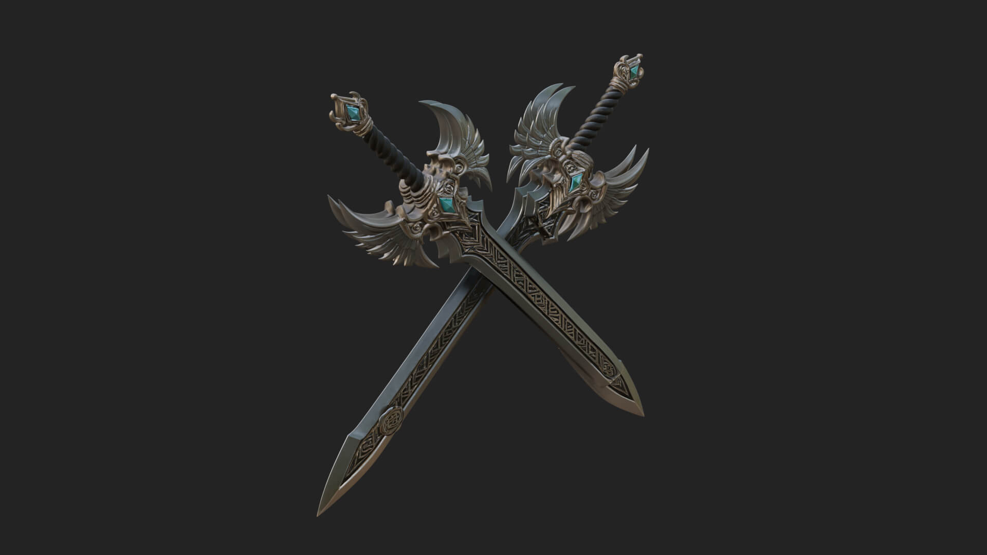 Horned Guard Gem Sword Model Design 5 3D Print Model 3D Model