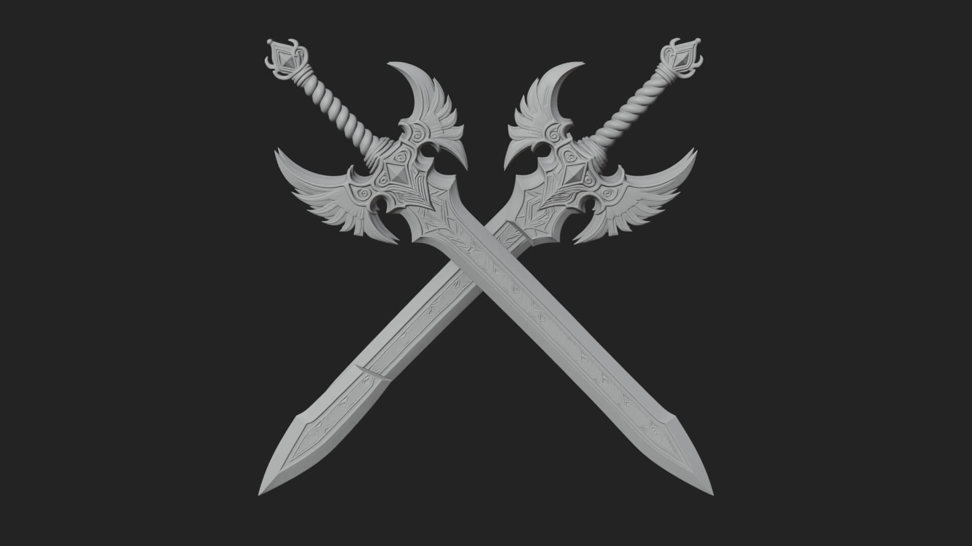 Horned Guard Gem Sword Model Design 5 3D Print Model 3D Model
