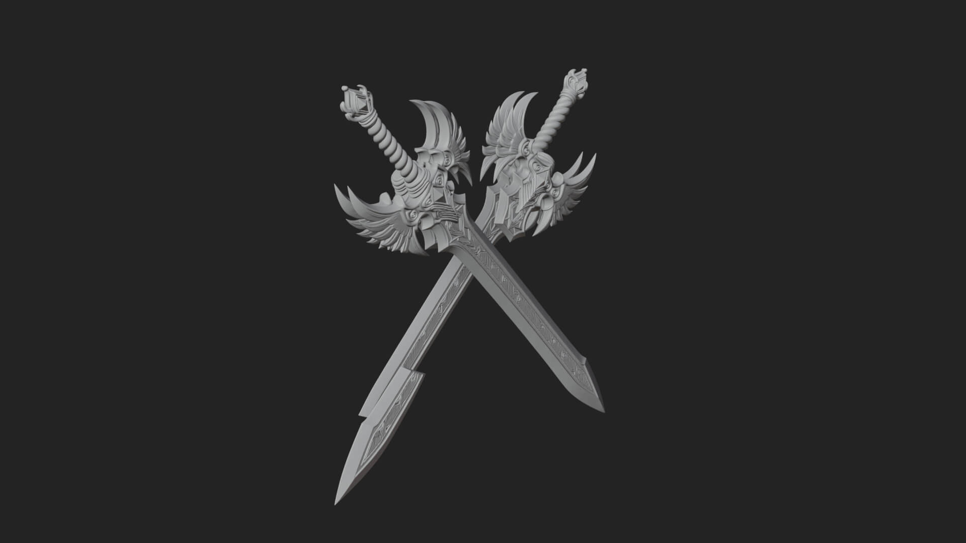 Horned Guard Gem Sword Model Design 5 3D Print Model 3D Model