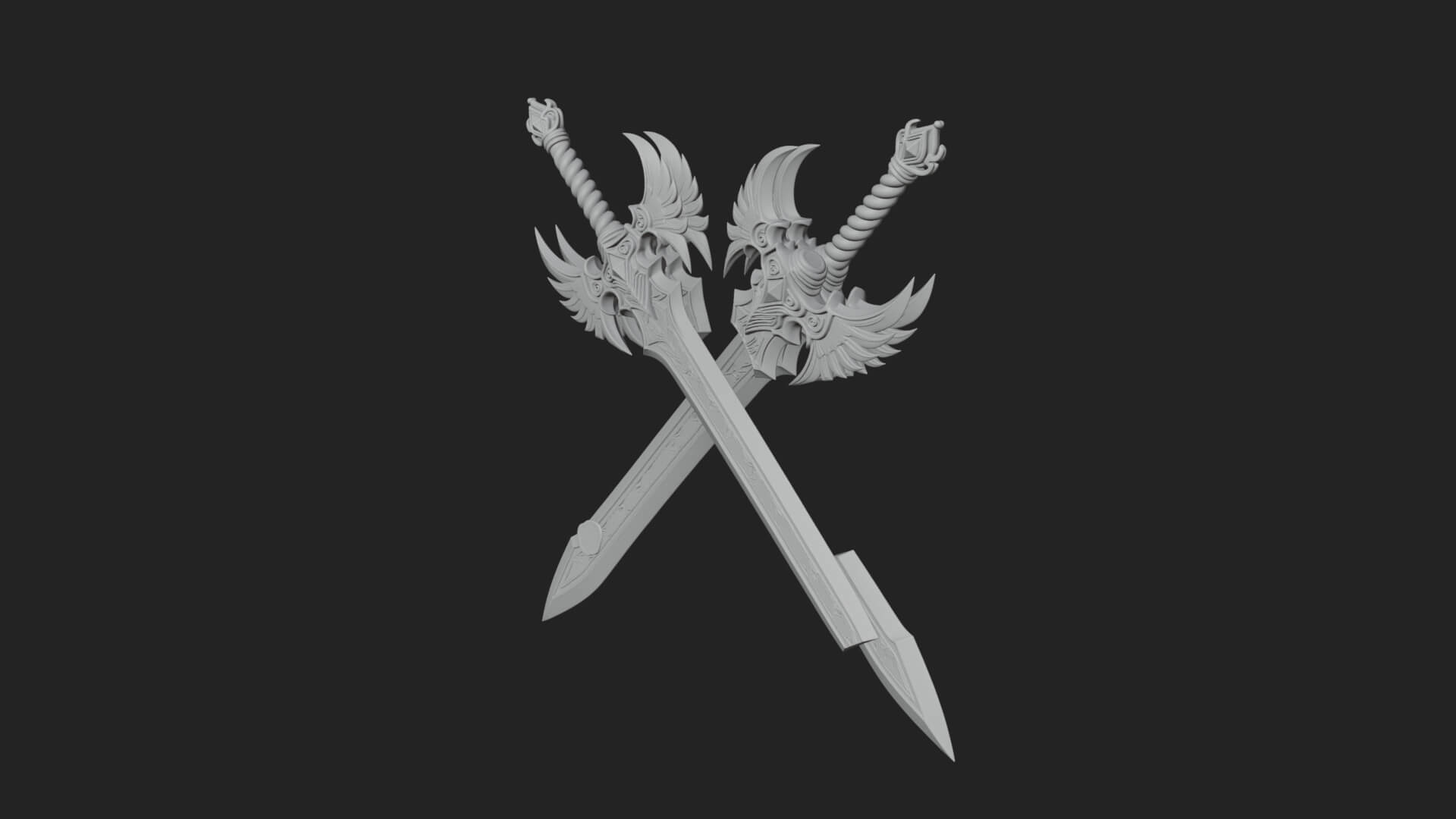 Horned Guard Gem Sword Model Design 5 3D Print Model 3D Model