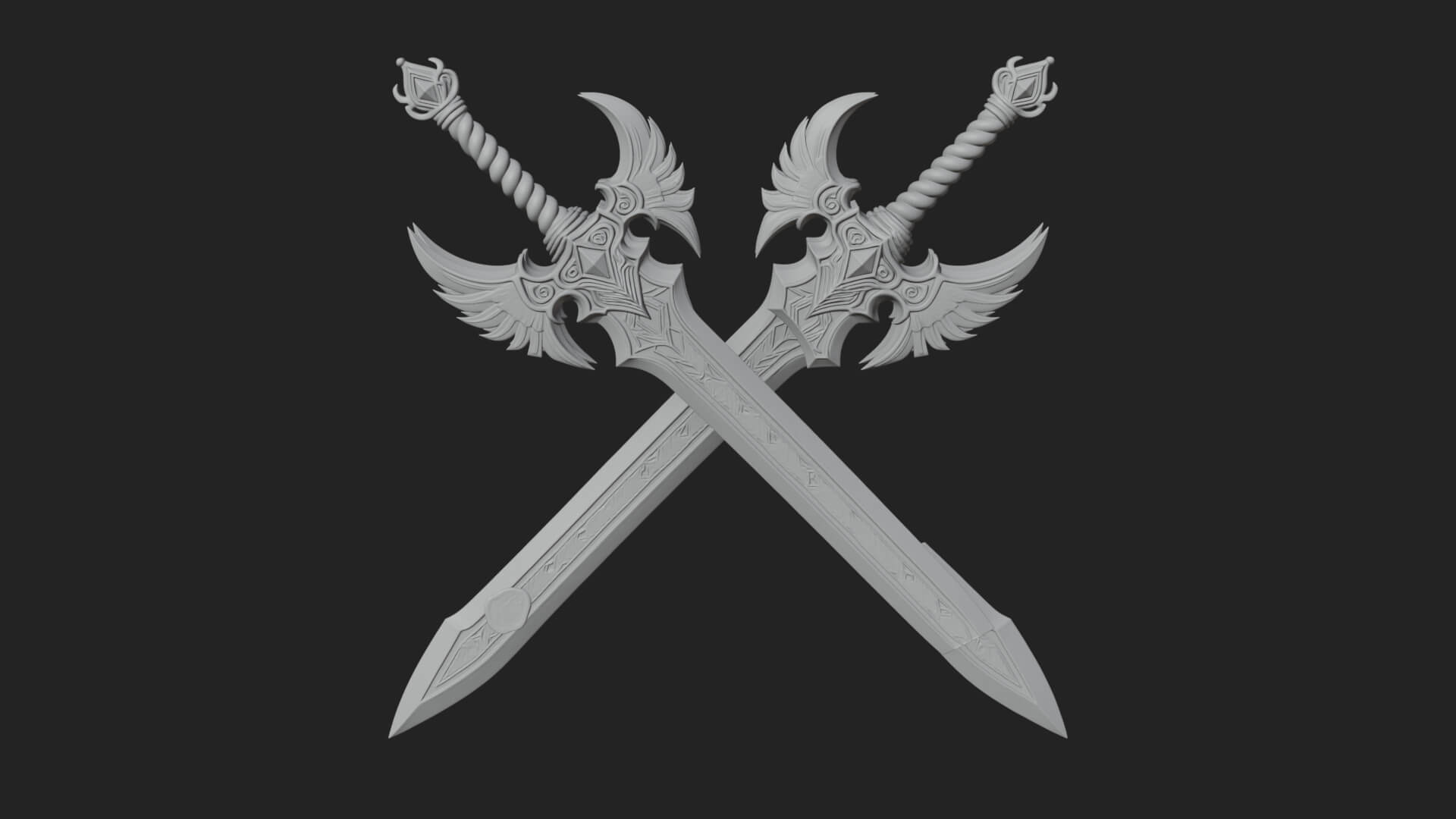 Horned Guard Gem Sword Model Design 5 3D Print Model 3D Model