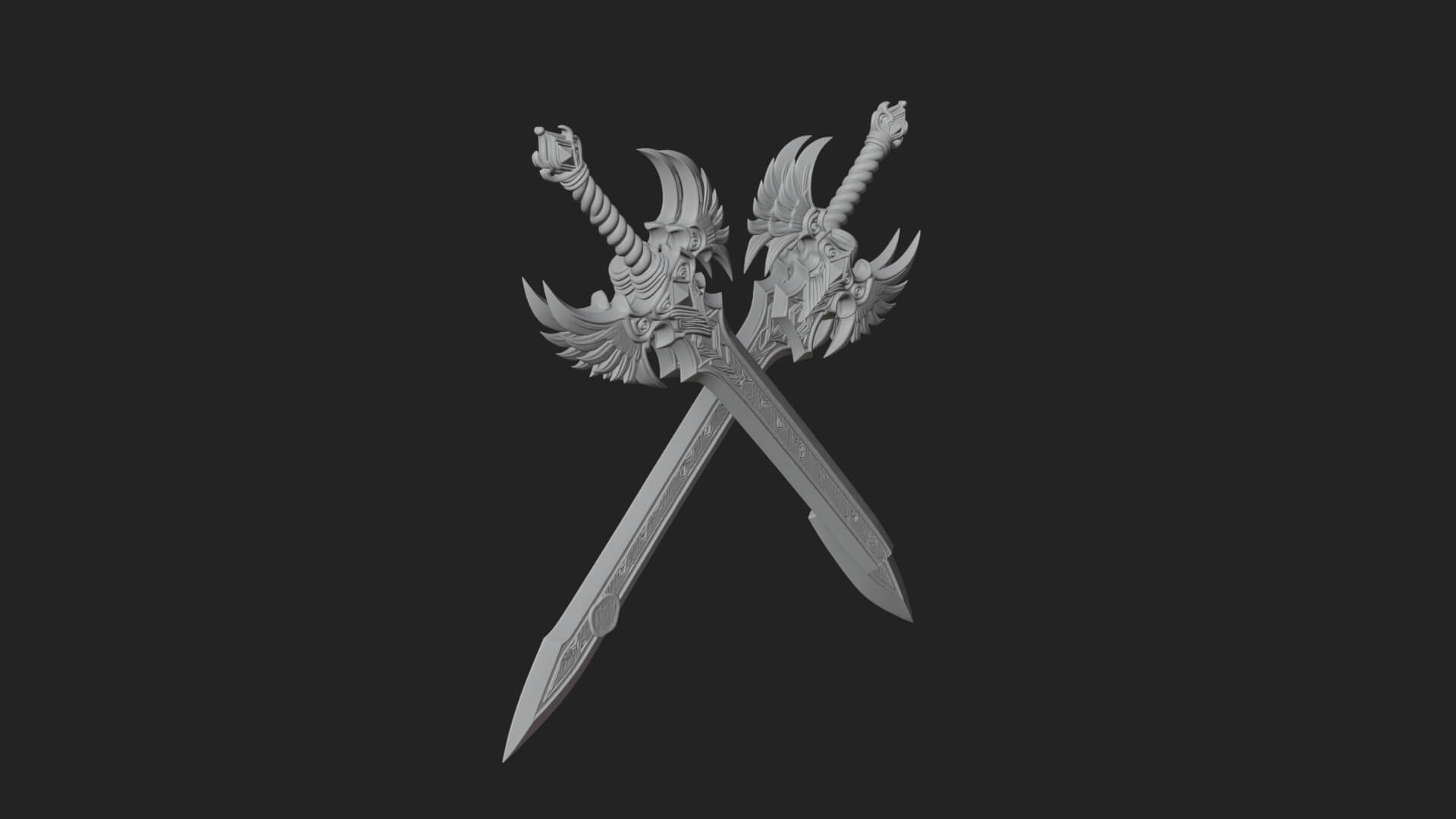 Horned Guard Gem Sword Model Design 5 3D Print Model 3D Model