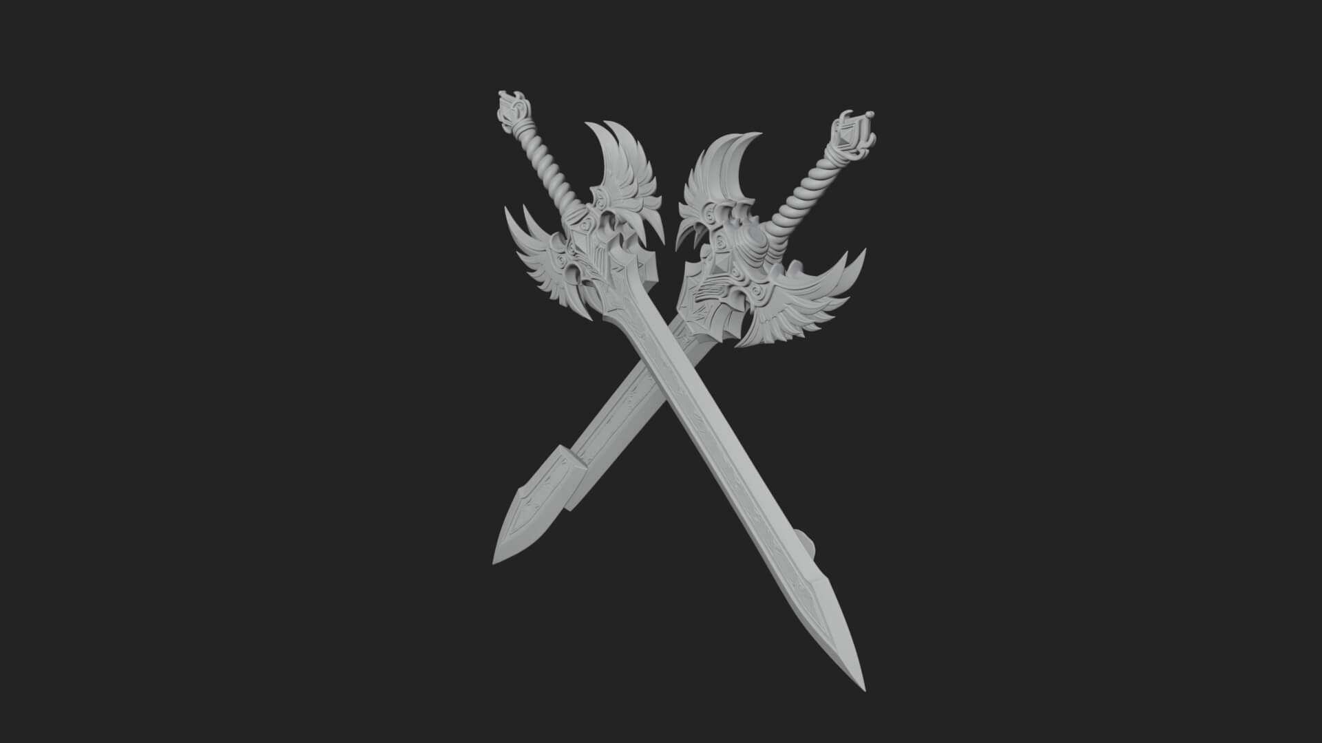 Horned Guard Gem Sword Model Design 5 3D Print Model 3D Model
