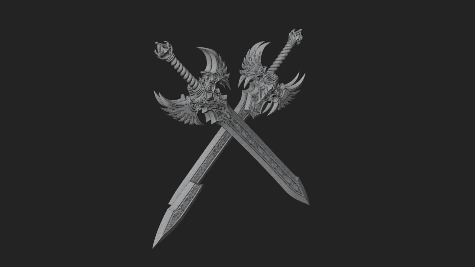 Horned Guard Gem Sword Model Design 5 3D Print Model 3D Model